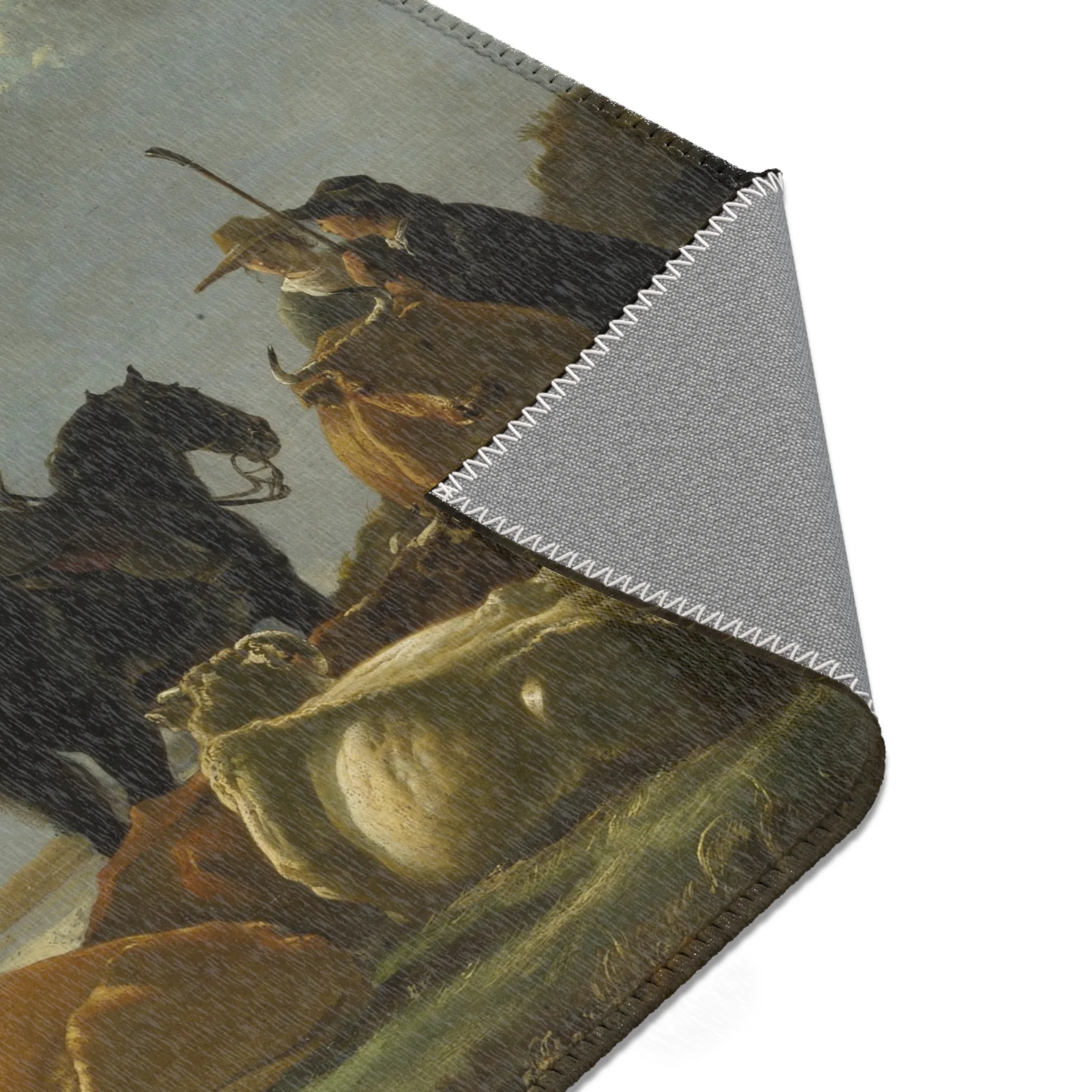 Aelbert Cuyp - Peasants with Four Cows by the River Merwede - WGA5825 | Area Rug - Image 13