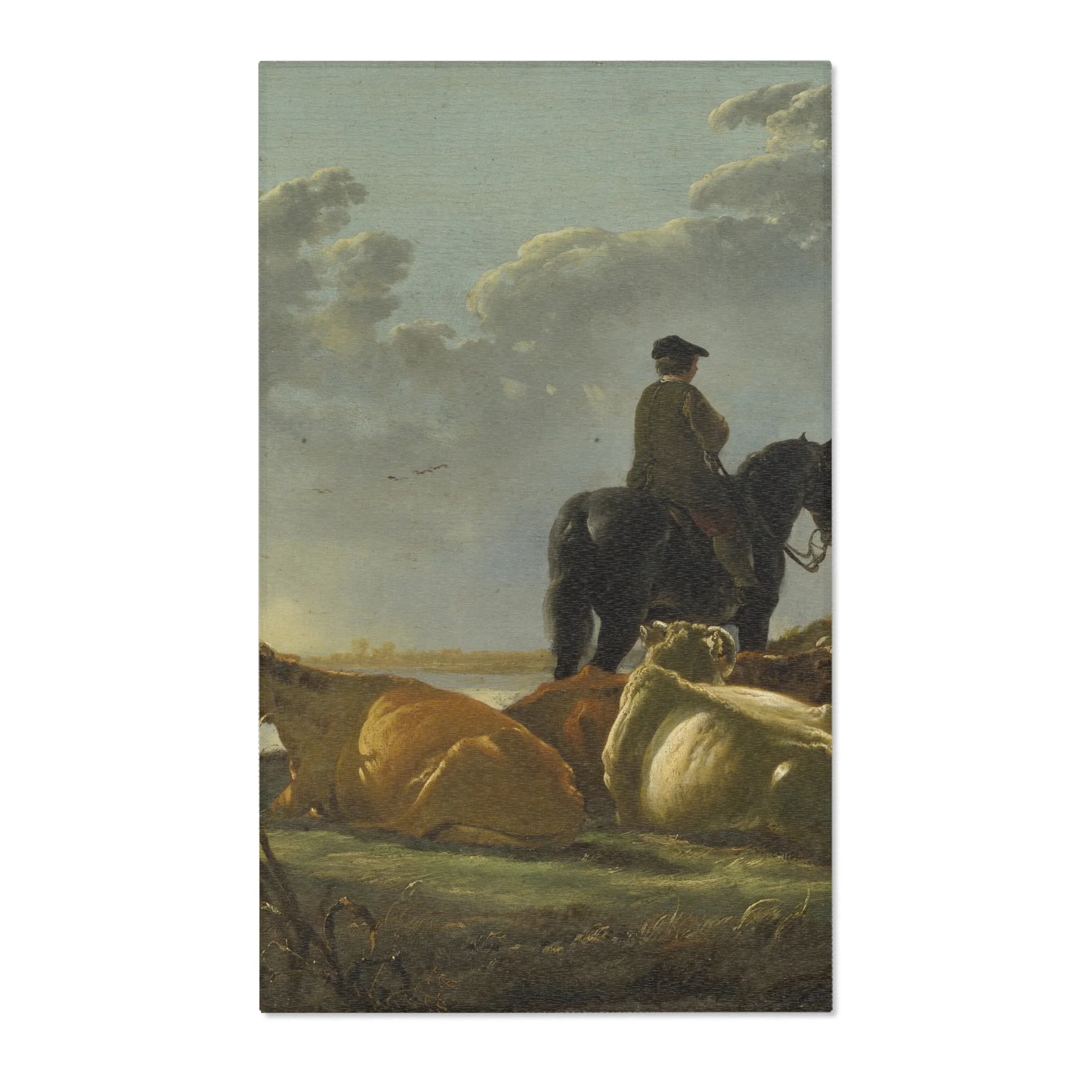 Aelbert Cuyp - Peasants with Four Cows by the River Merwede - WGA5825 | Area Rug - Image 2