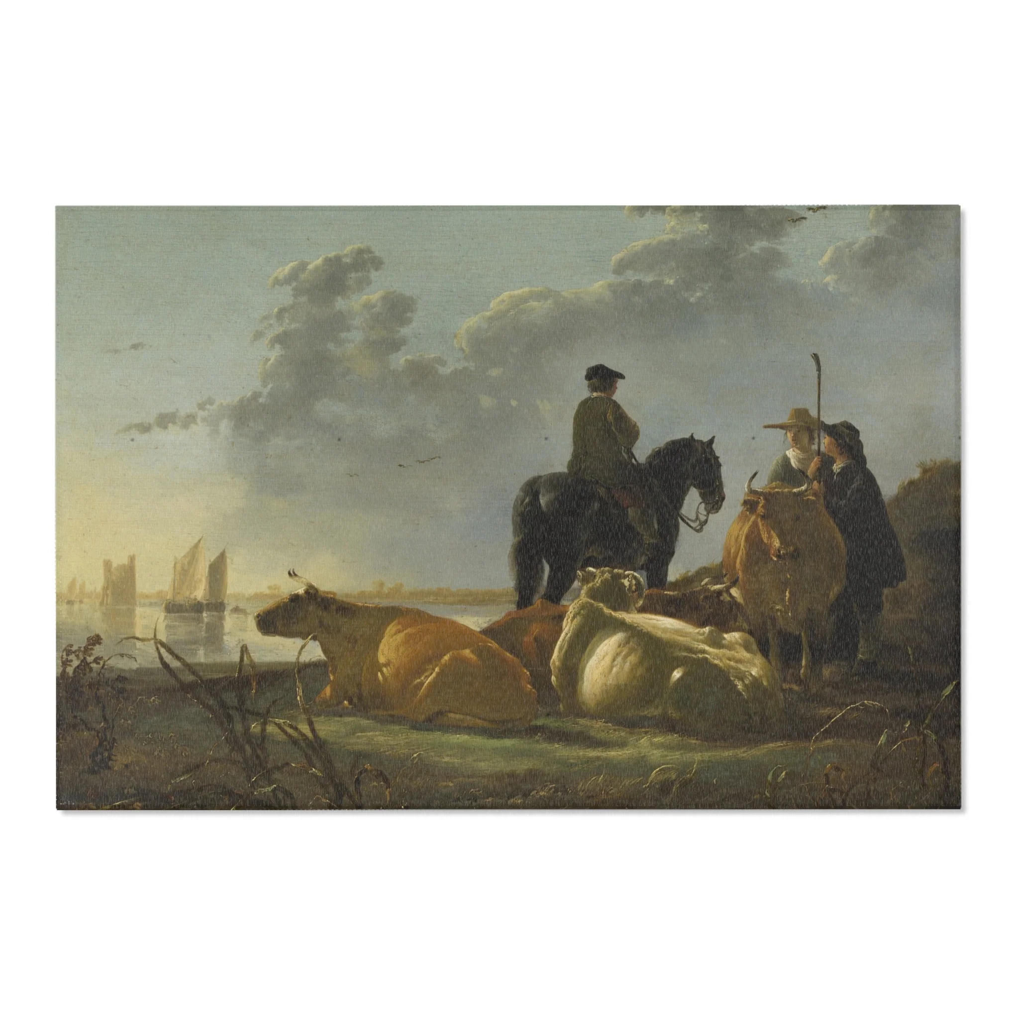 Aelbert Cuyp - Peasants with Four Cows by the River Merwede - WGA5825 | Area Rug - Image 6