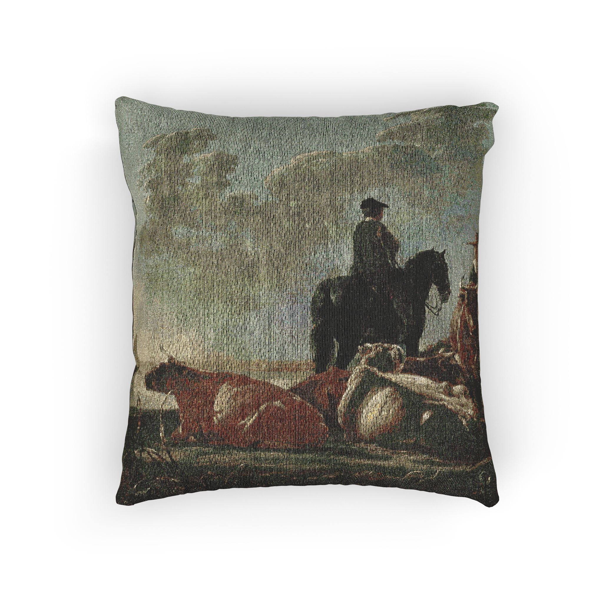 Aelbert Cuyp - Peasants with Four Cows by the River Merwede - WGA5825 | Woven Pillow - Image 3