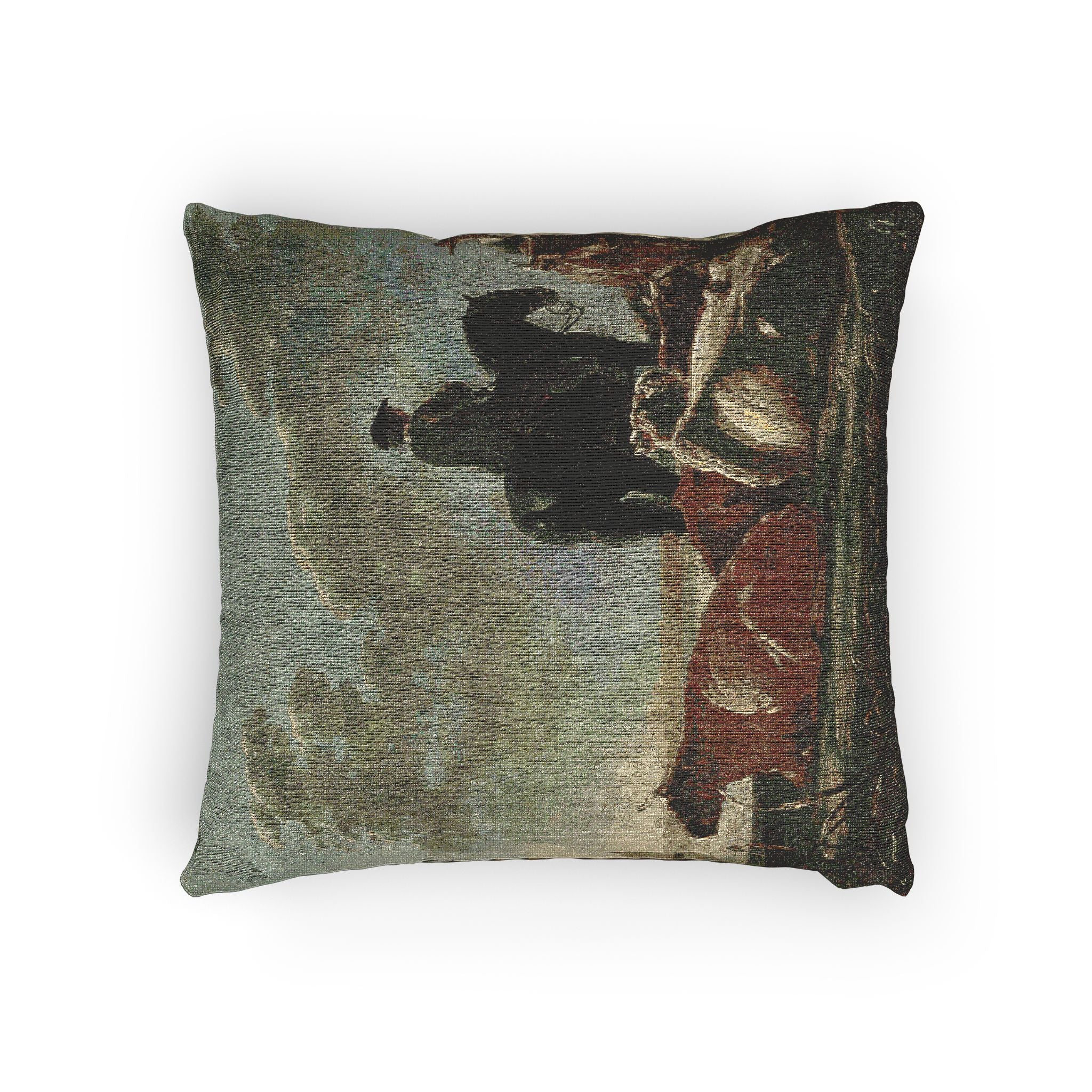 Aelbert Cuyp - Peasants with Four Cows by the River Merwede - WGA5825 | Woven Pillow - Image 4
