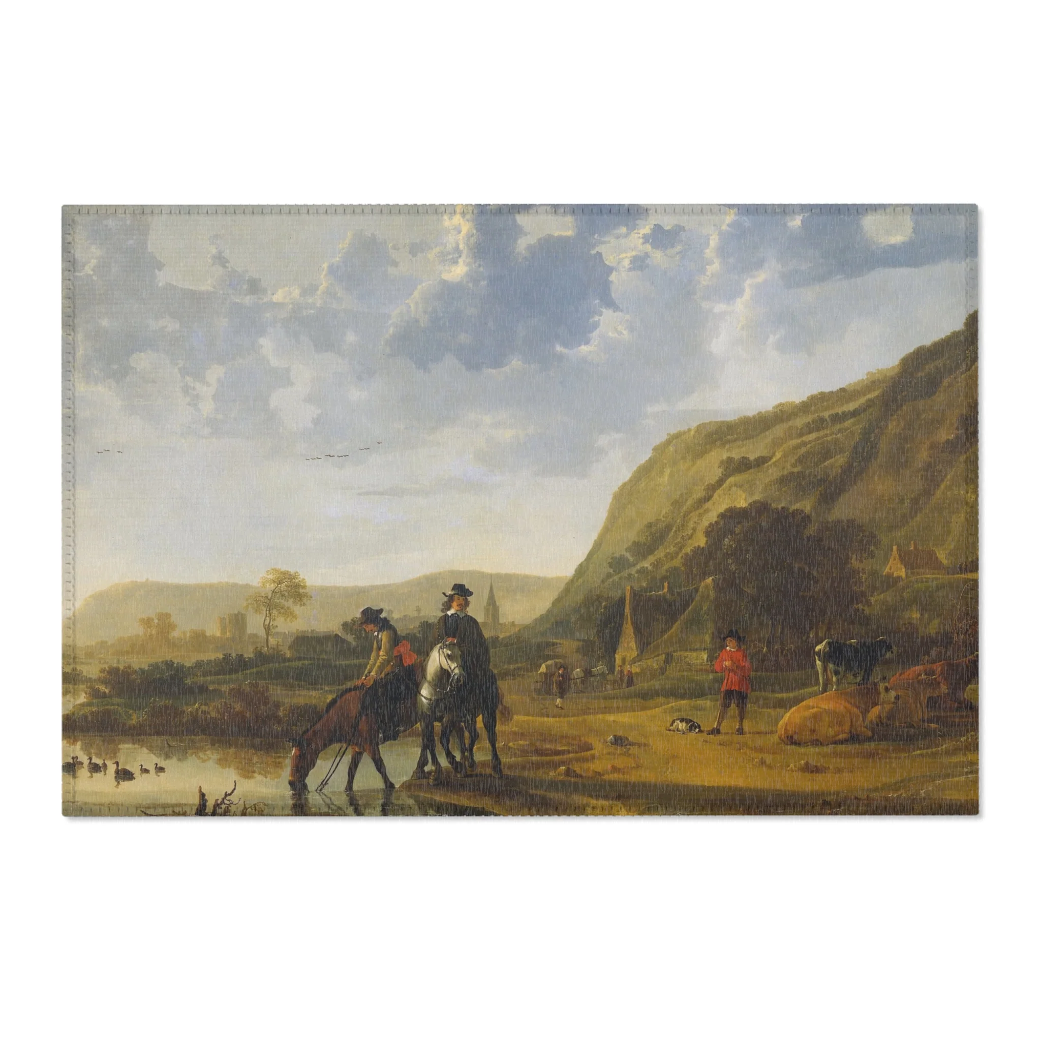 Aelbert Cuyp - Rivierlandschap met ruiters - Google Art Project | Area Rug - Image 4