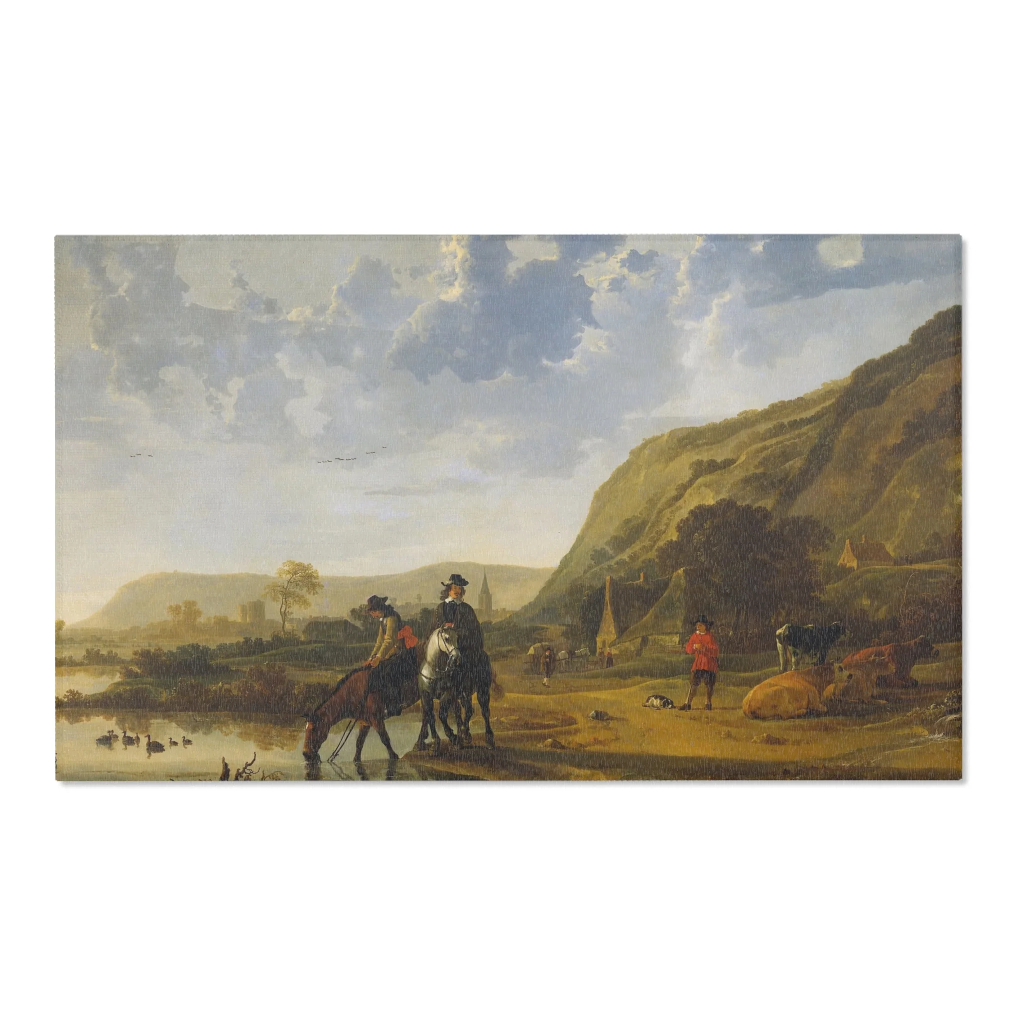 Aelbert Cuyp - Rivierlandschap met ruiters - Google Art Project | Area Rug - Image 5