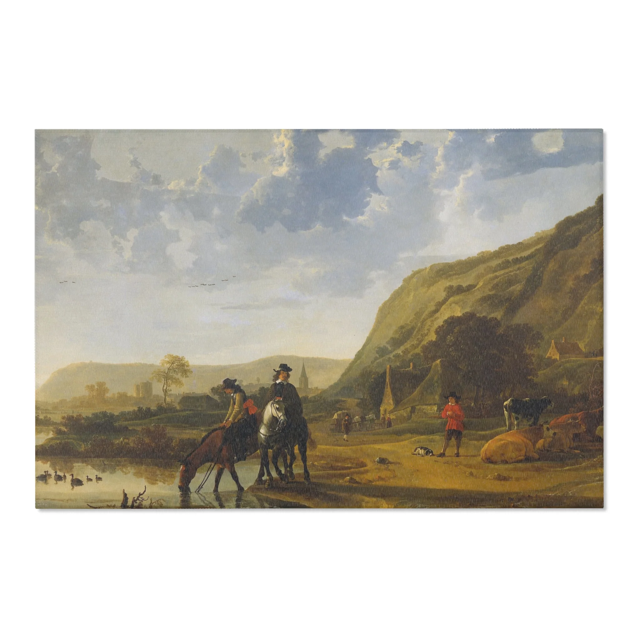 Aelbert Cuyp - Rivierlandschap met ruiters - Google Art Project | Area Rug - Image 6