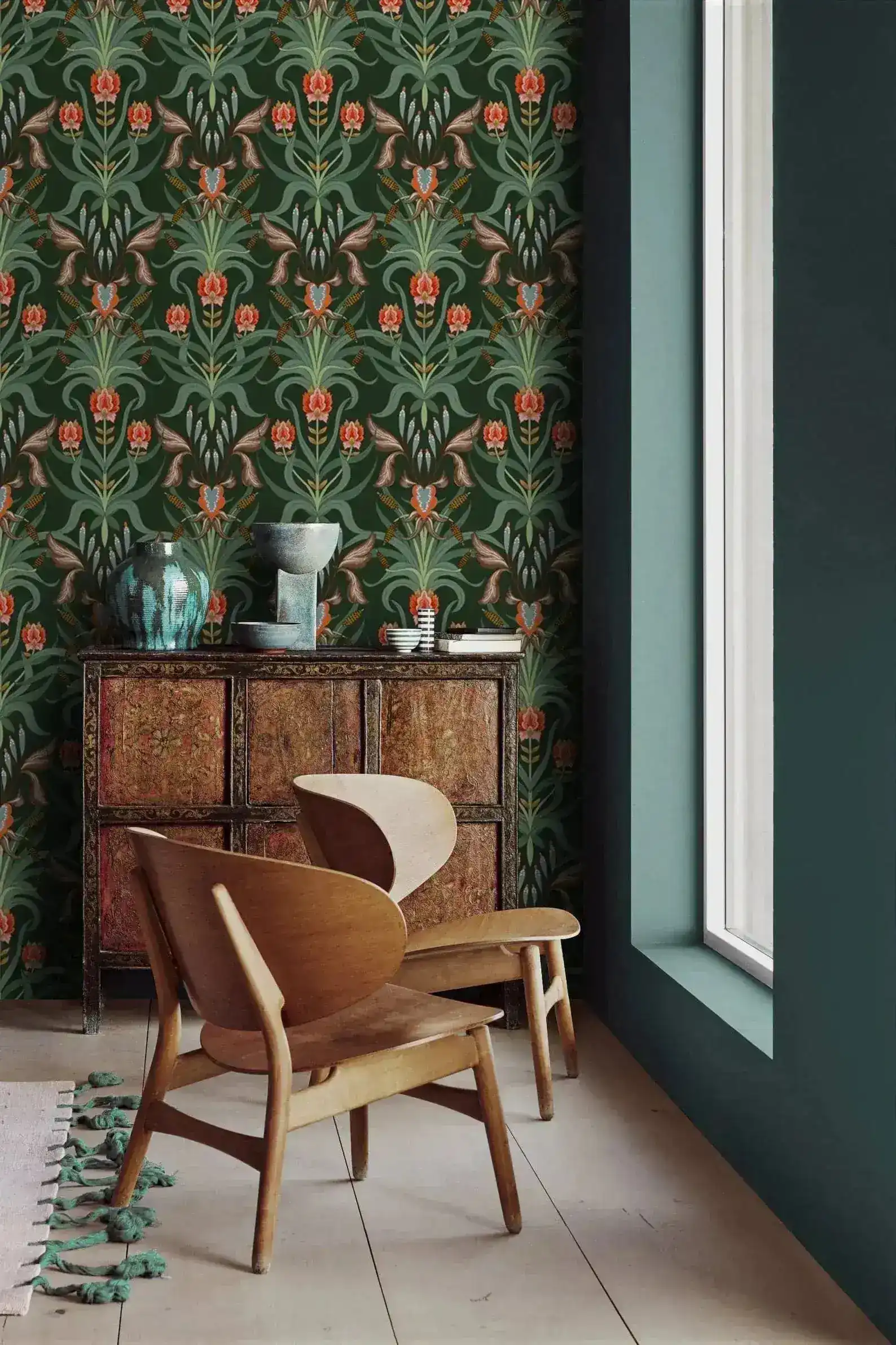Alaia Vintage Dark Botanical Wallpaper - Image 2