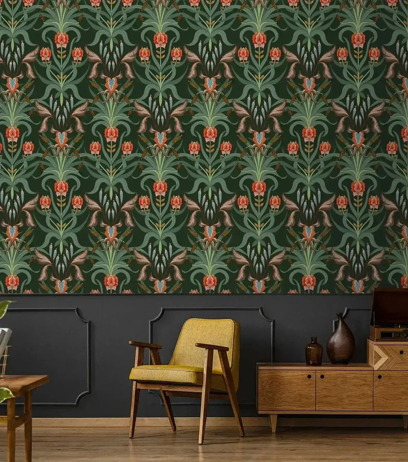 Alaia Vintage Dark Botanical Wallpaper - Image 3