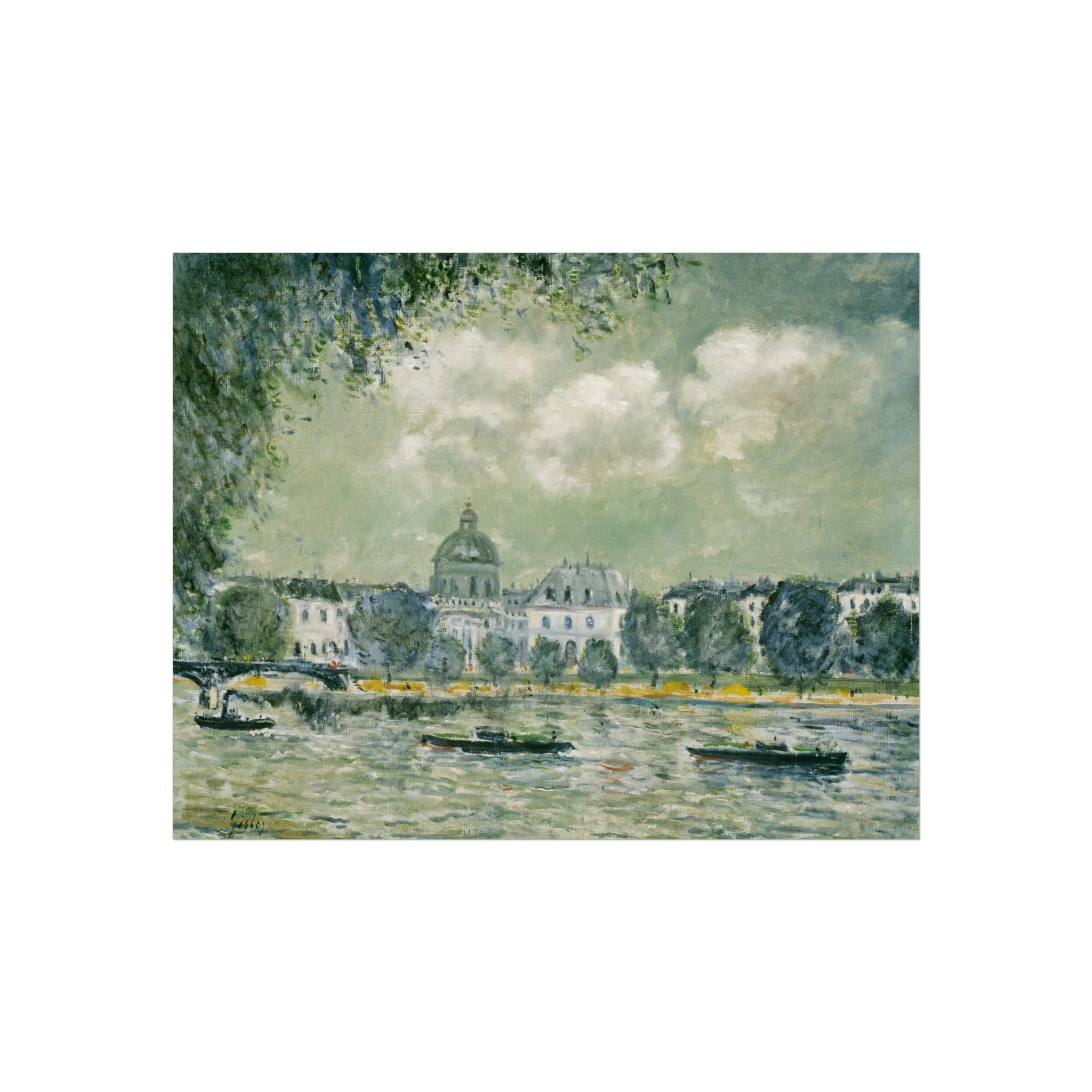 Alfred Sisley - Landscape along the Seine with the Institut de France and the Pont des Arts | Fine Art Poster