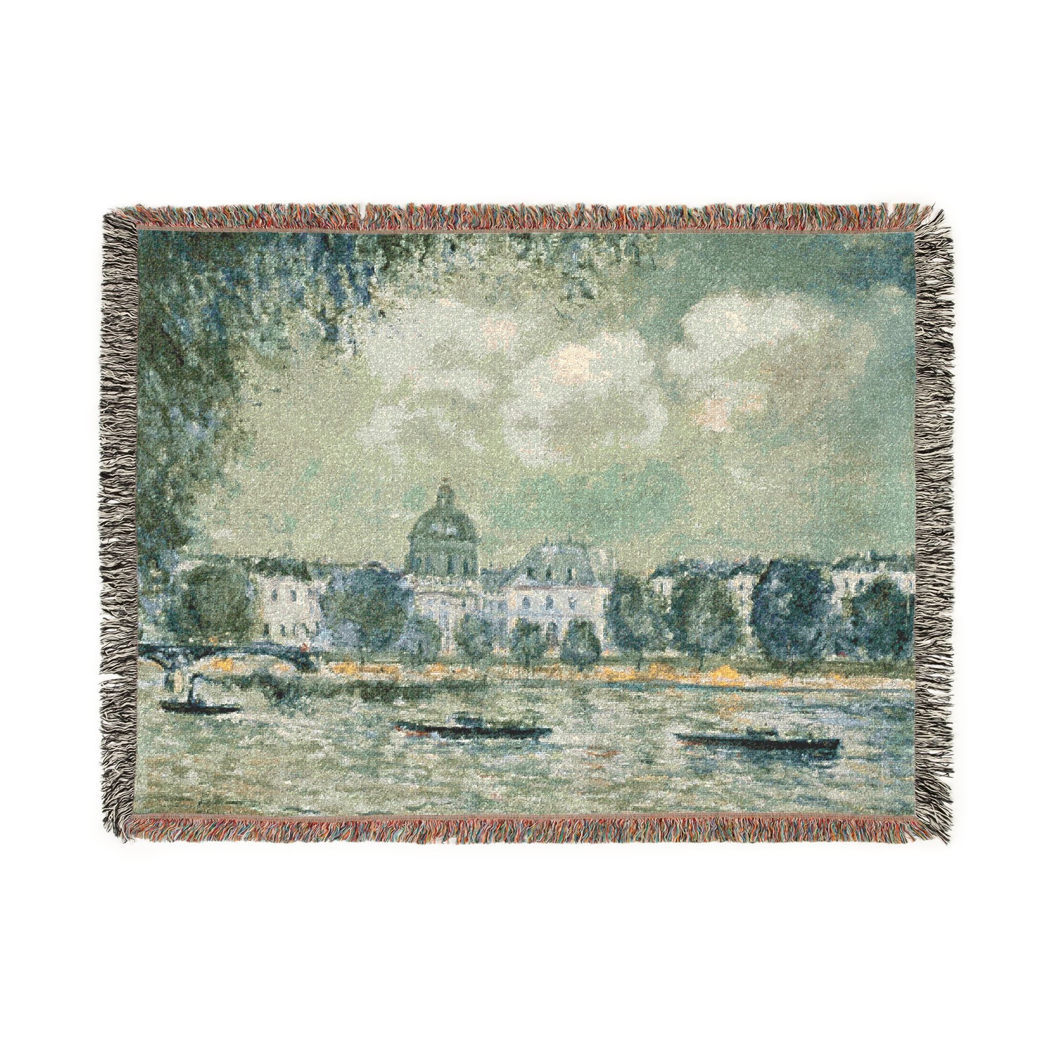 Alfred Sisley - Landscape along the Seine with the Institut de France and the Pont des Arts | Woven Tapestry Blanket - Image 10