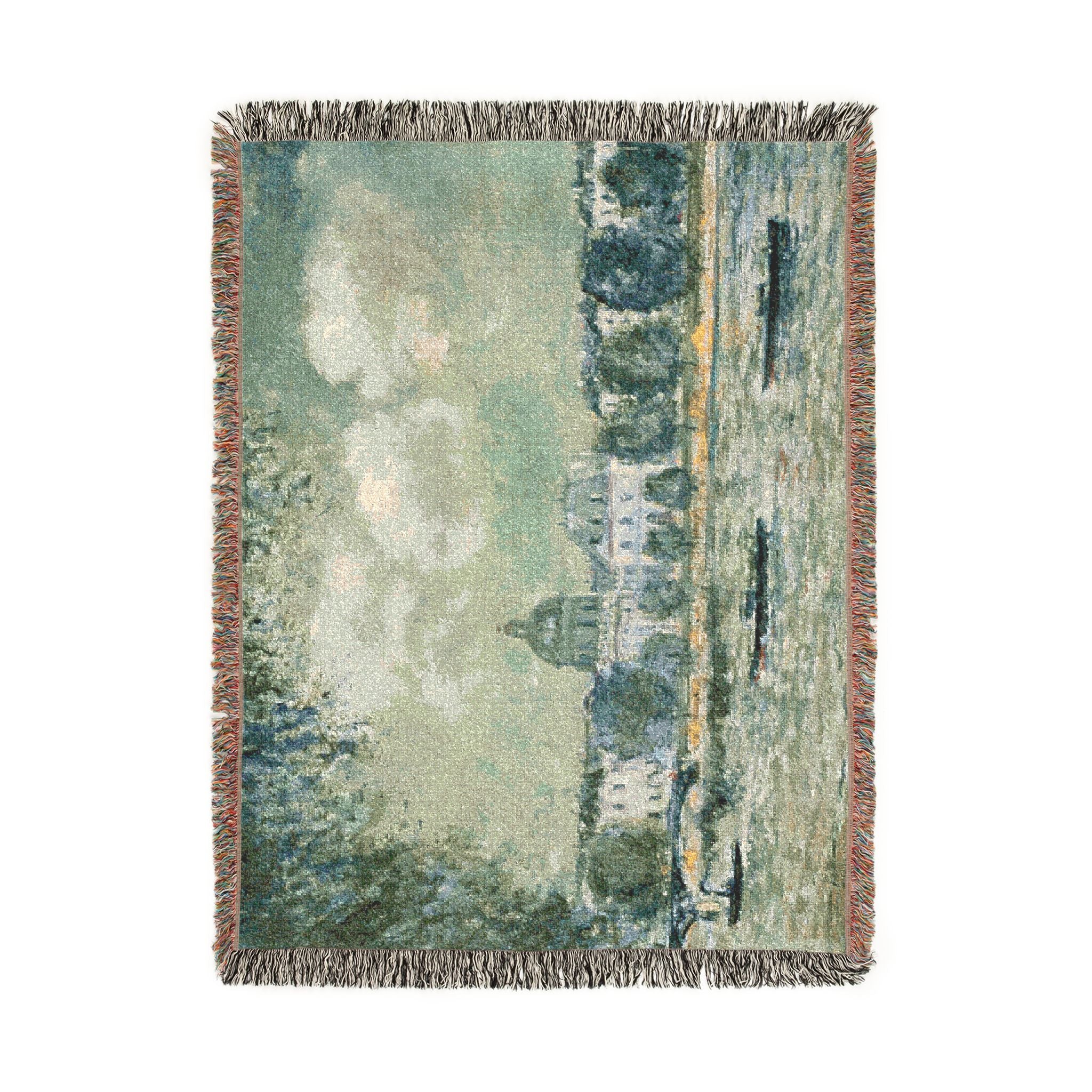 Alfred Sisley - Landscape along the Seine with the Institut de France and the Pont des Arts | Woven Tapestry Blanket - Image 11