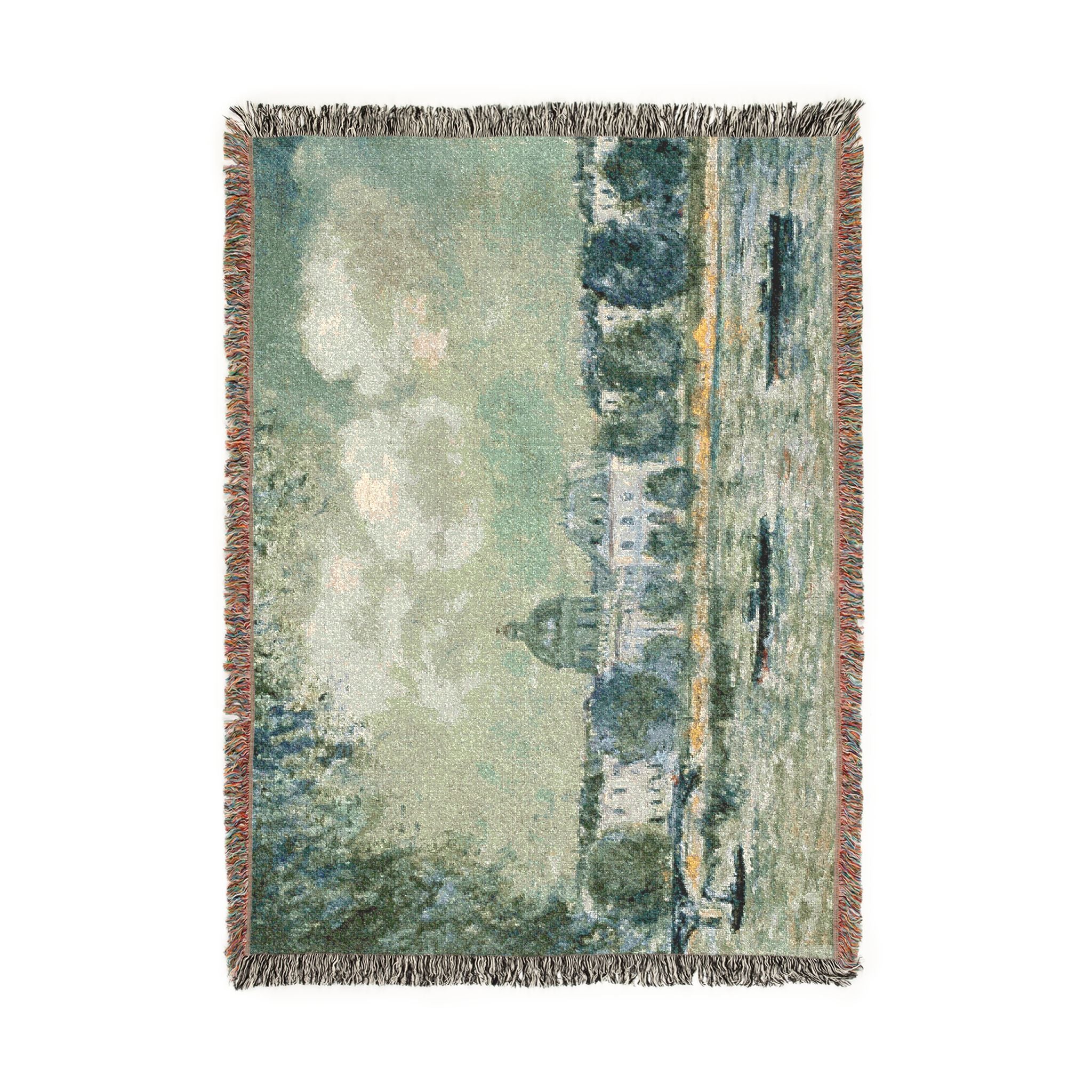 Alfred Sisley - Landscape along the Seine with the Institut de France and the Pont des Arts | Woven Tapestry Blanket - Image 6