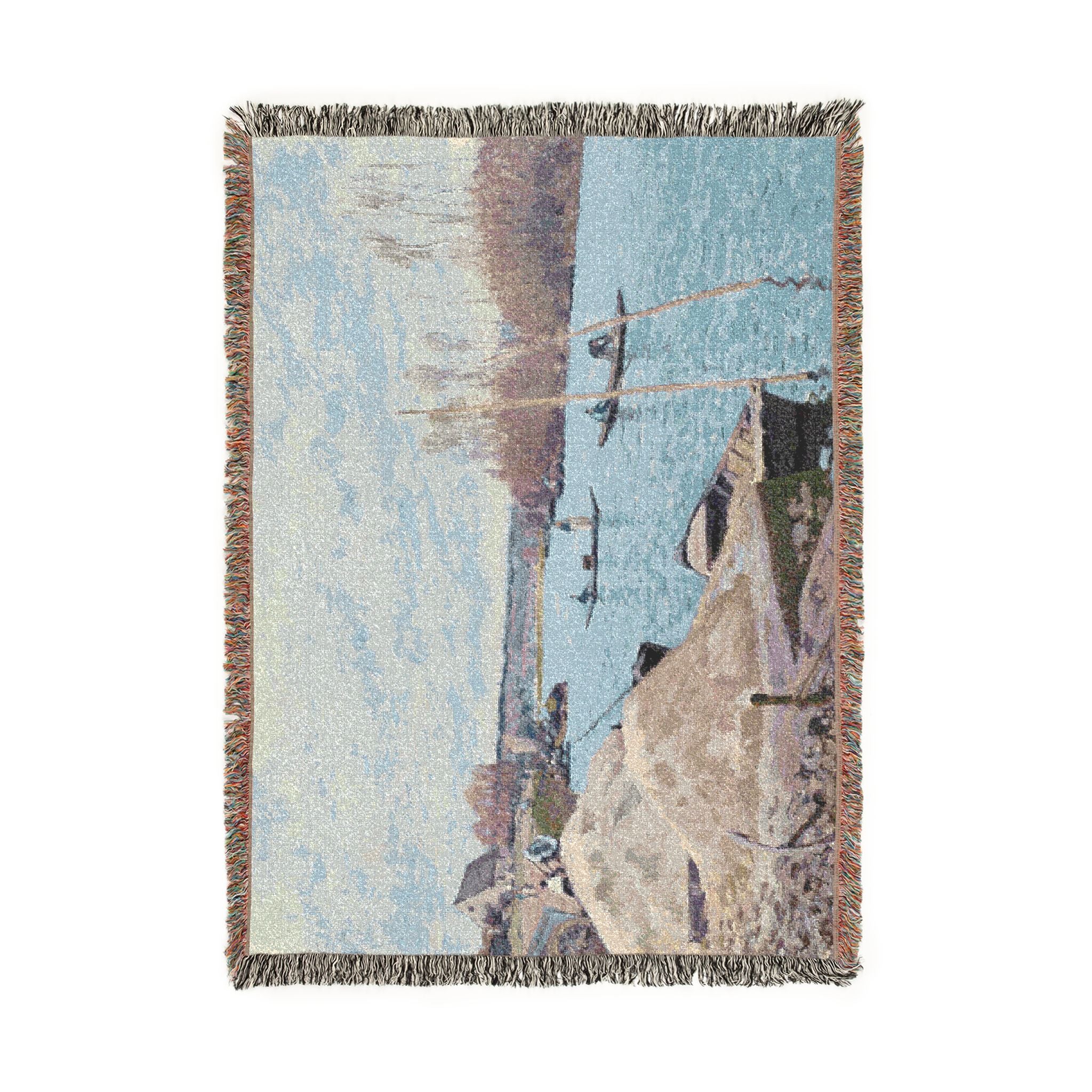 Alfred Sisley - The Seine at Port-Marly, Piles of Sand | Woven Tapestry Blanket - Image 6