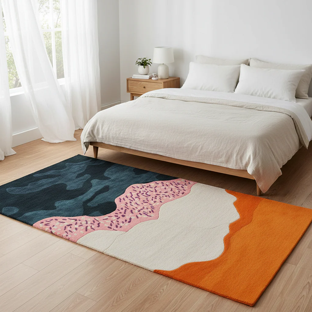 Amber Vortex Haven Hand Tufted Wool Rug - Image 3