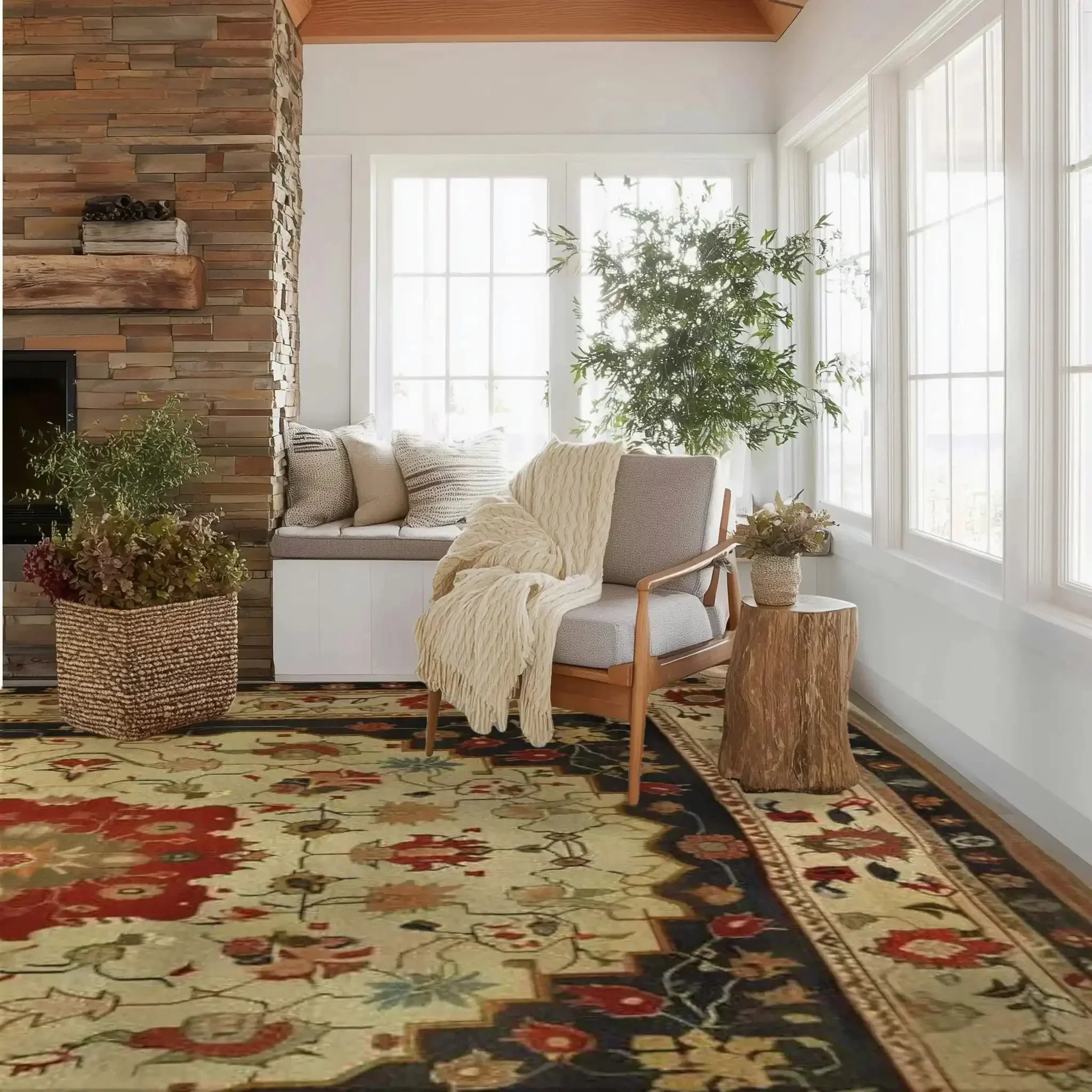 Ancestral Blossom Hand Knotted Area Rug - Image 2