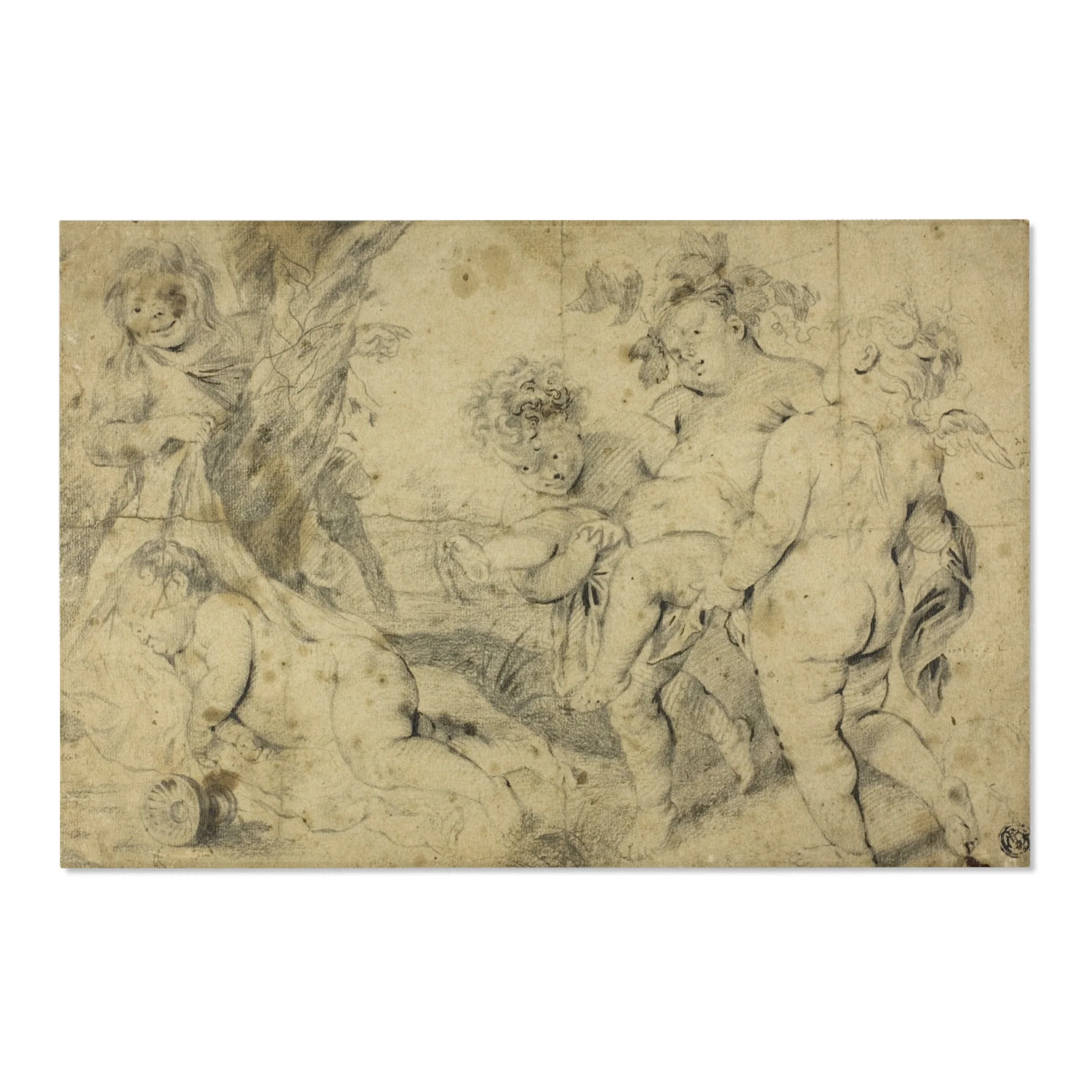 Anthony van Dyck - Young Bacchus and Companions | Area Rug - Image 6
