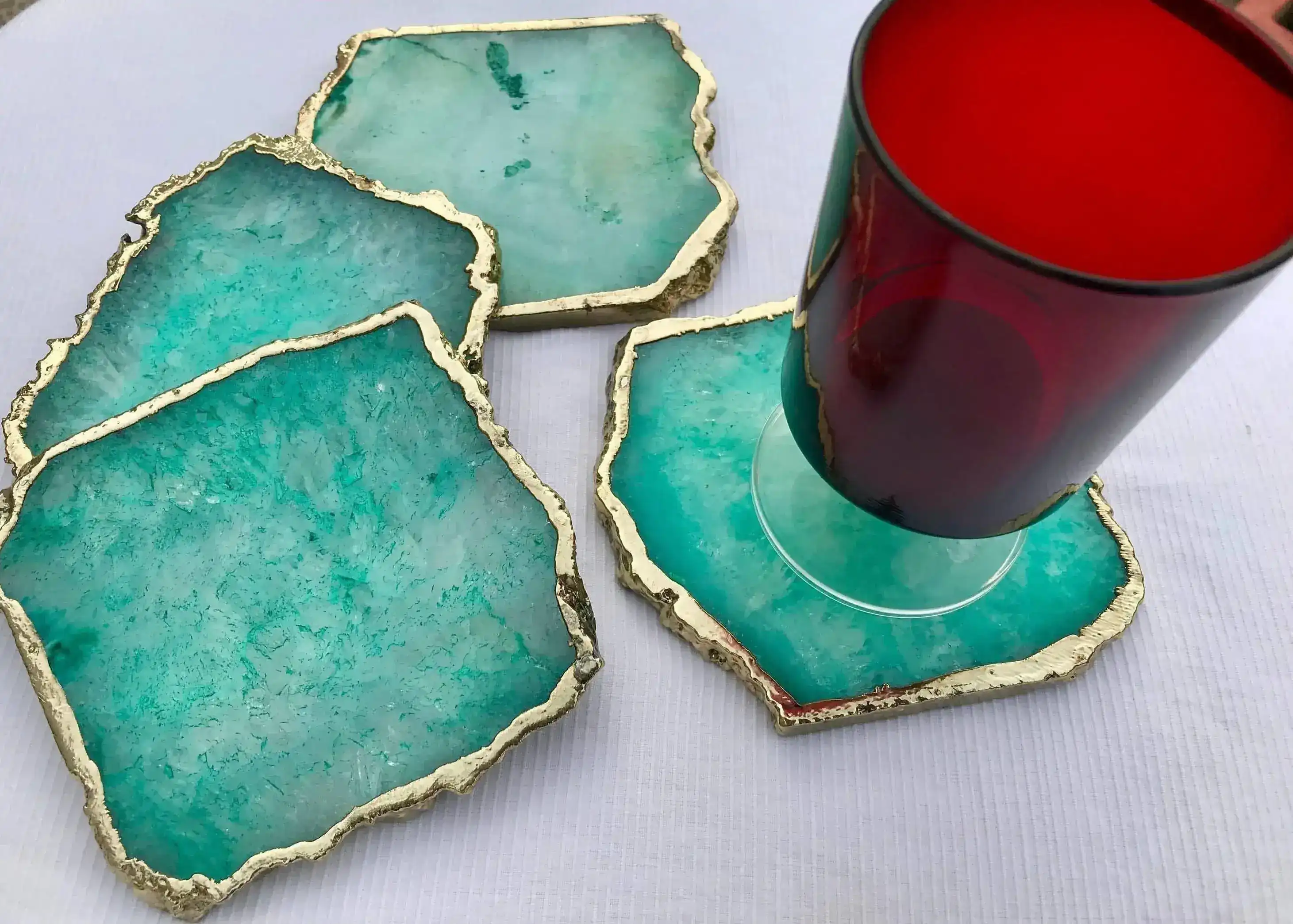 Aqua Agate Coaster - Set of 4 - Image 3