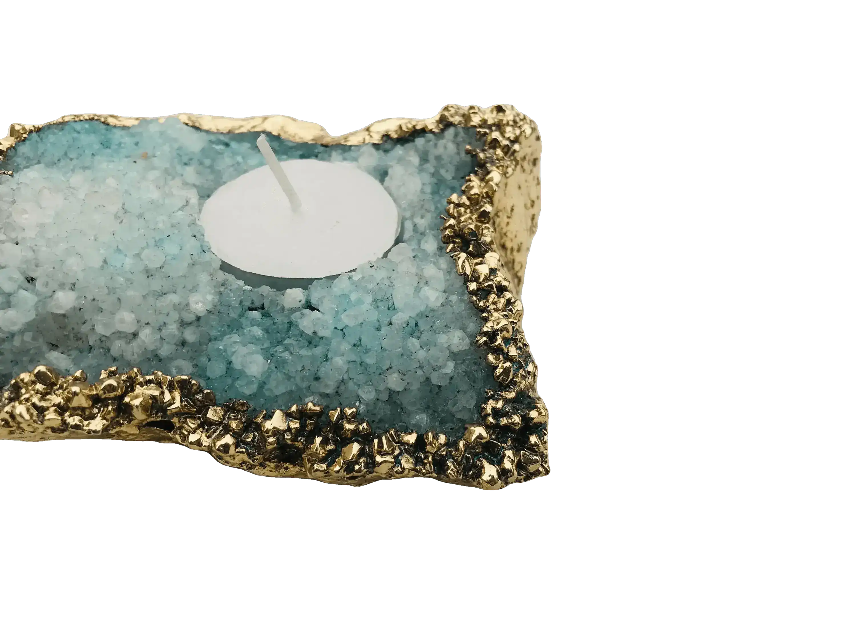 Aqua Agate Gemstone Taper Candle Holder - Image 3
