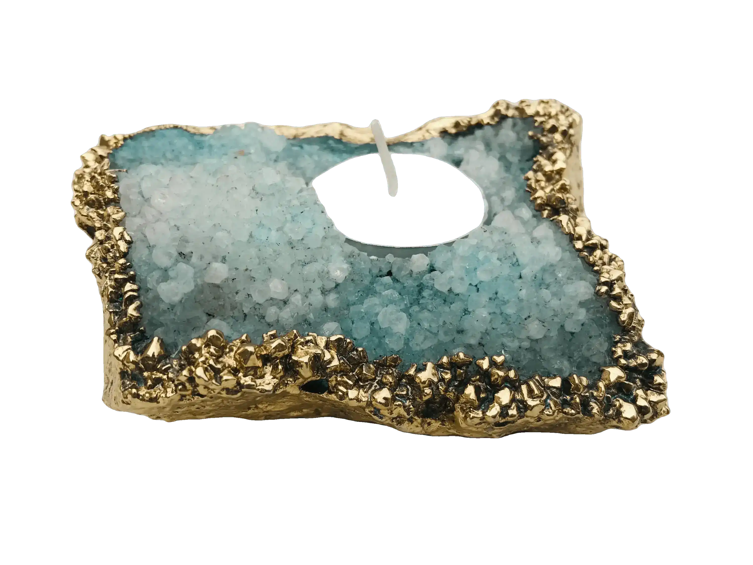 Aqua Agate Gemstone Taper Candle Holder - Image 4