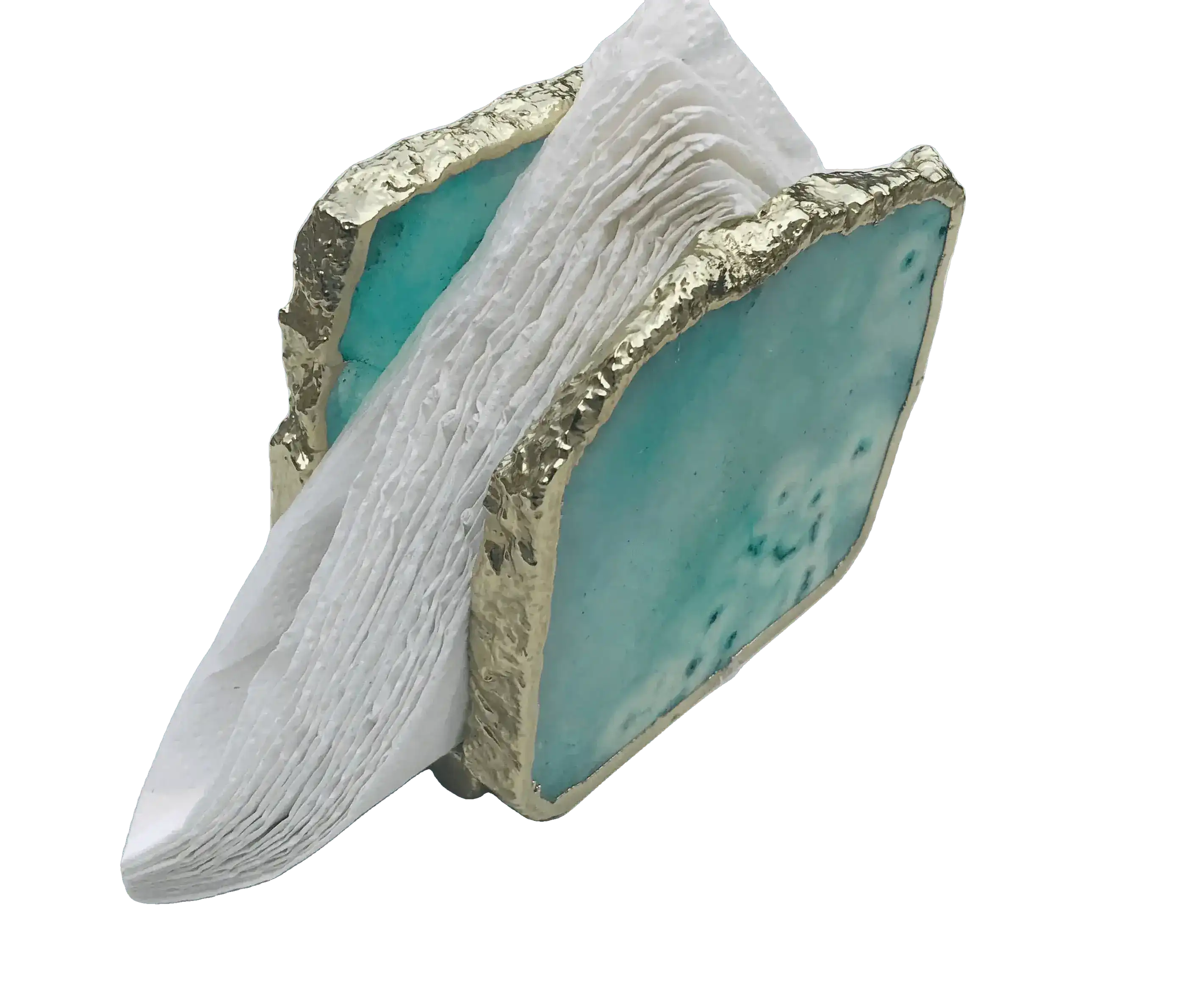 Aqua Agate Stone Napkin Holder - Image 4