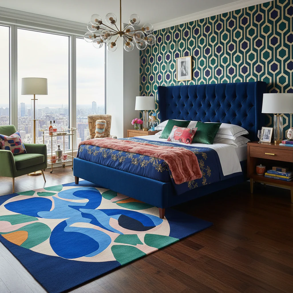 Aqua Shape Story Hand Tufted Rug - Image 3