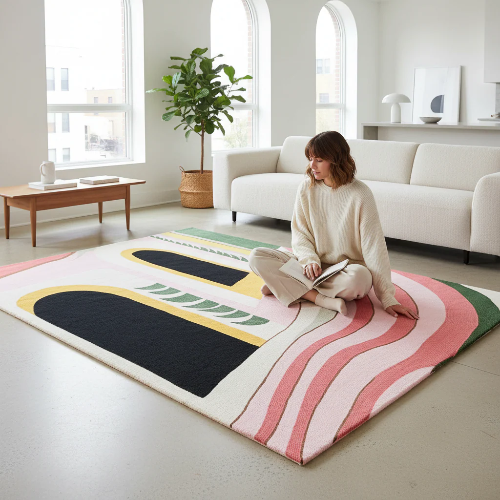 Architectural Rhythm Flow Hand Tufted Rug - Image 3