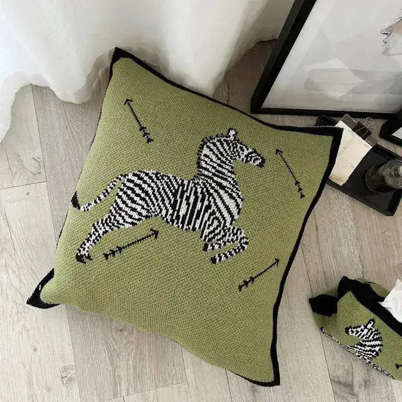 Arrows and Zebra Green Throw Pillow Cover - Image 2