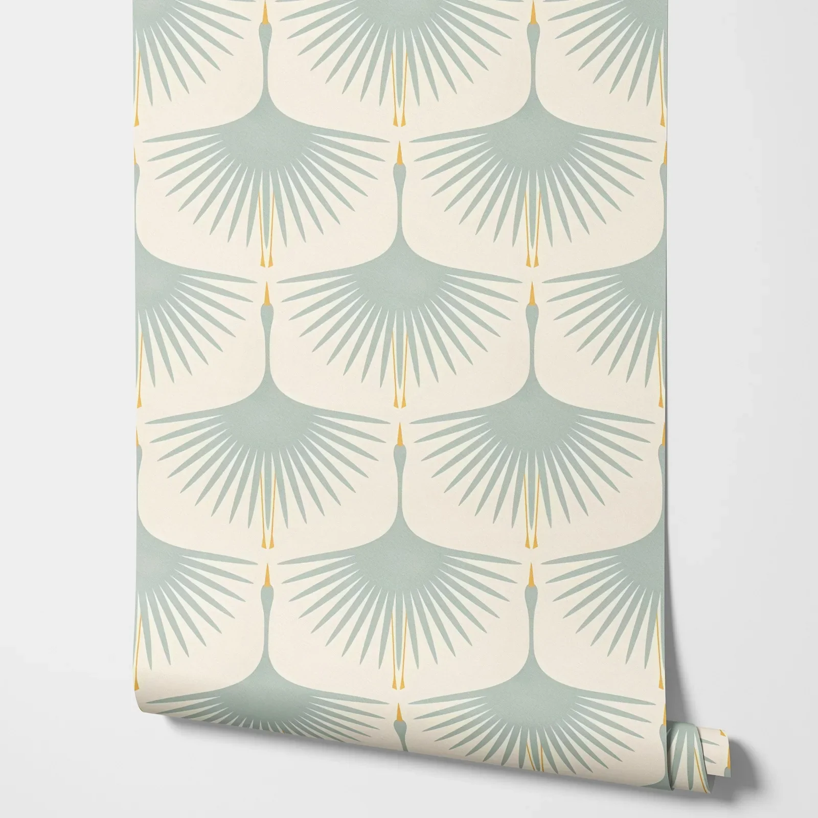 Art Deco Green Swans Wallpaper - Image 3