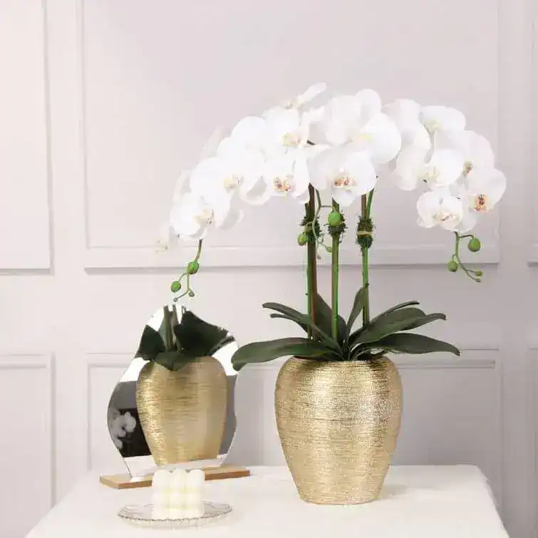Artificial Orchid Plant in Gold Pot - Image 2