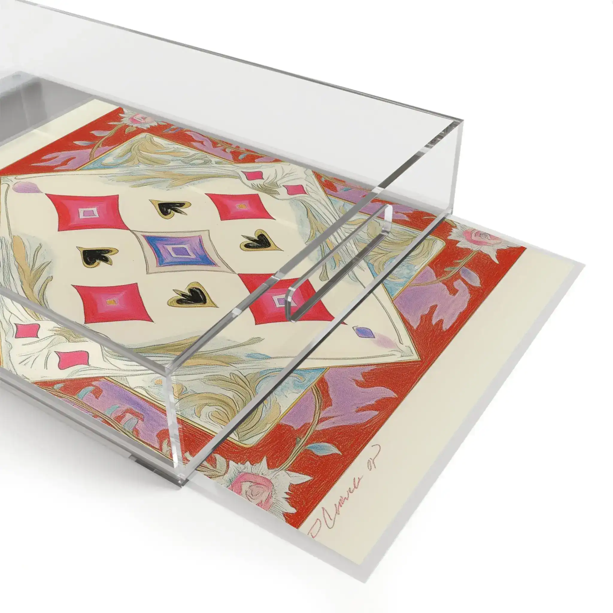 Artistic Geometric and Floral Diamond Serving Tray - Image 4