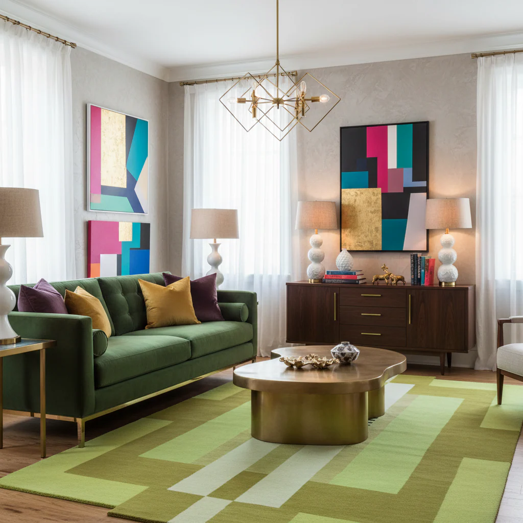 Atzec Green Hand Tufted Wool Rug - Image 3