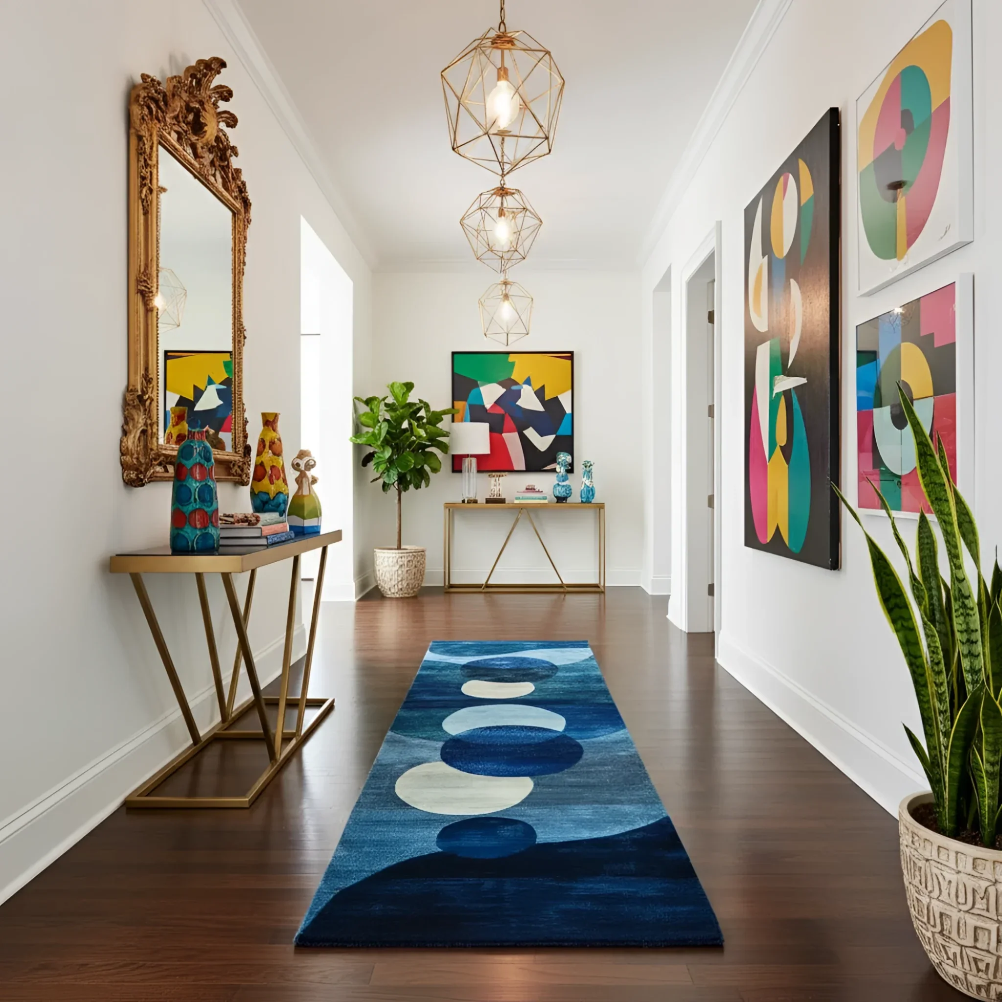 Azure Orbital Hand Tufted Wool Rug Runner - Image 2