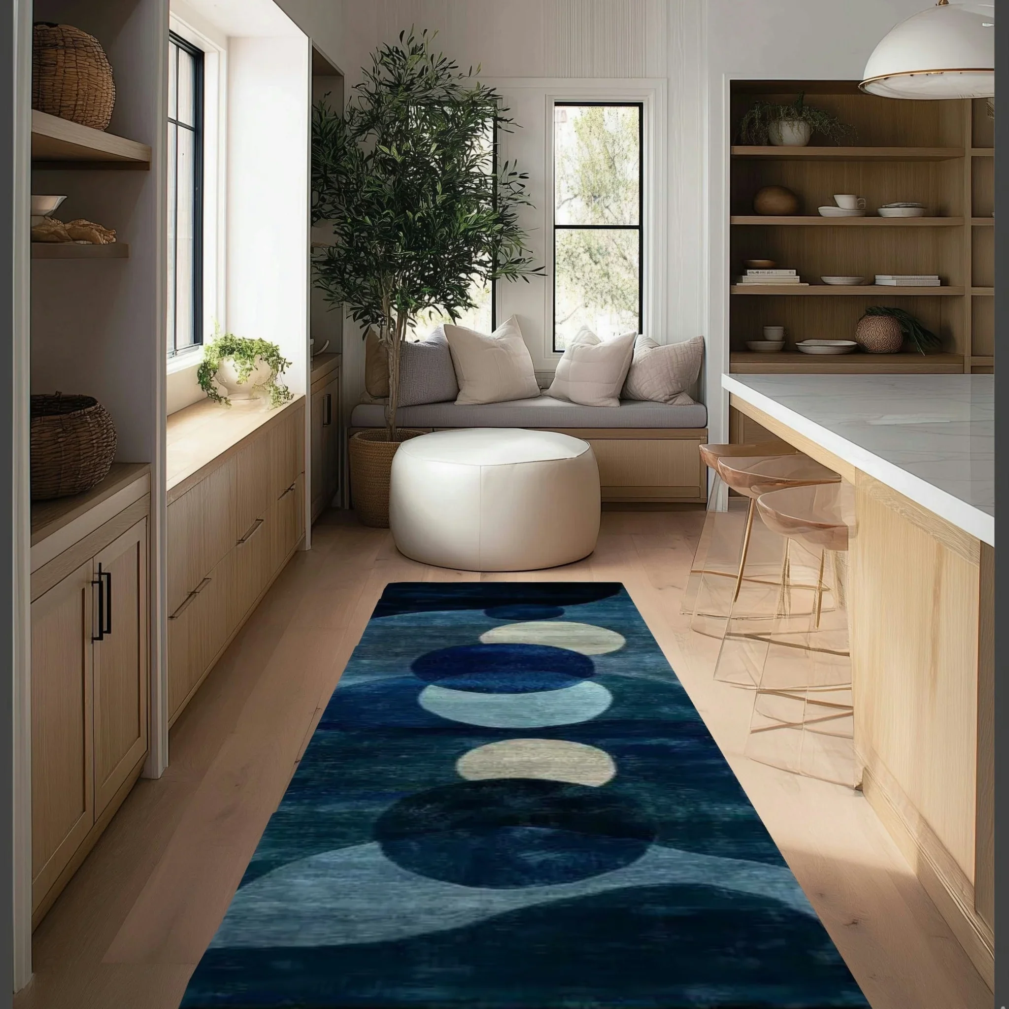 Azure Orbital Hand Tufted Wool Rug Runner - Image 3