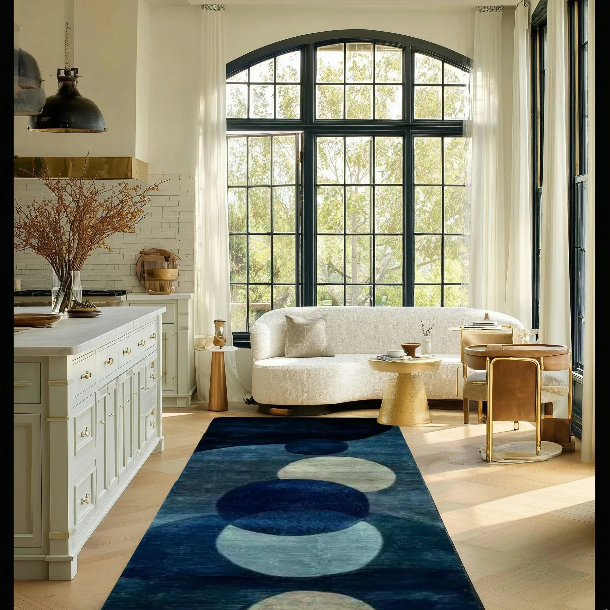 Azure Orbital Hand Tufted Wool Rug Runner - Image 4