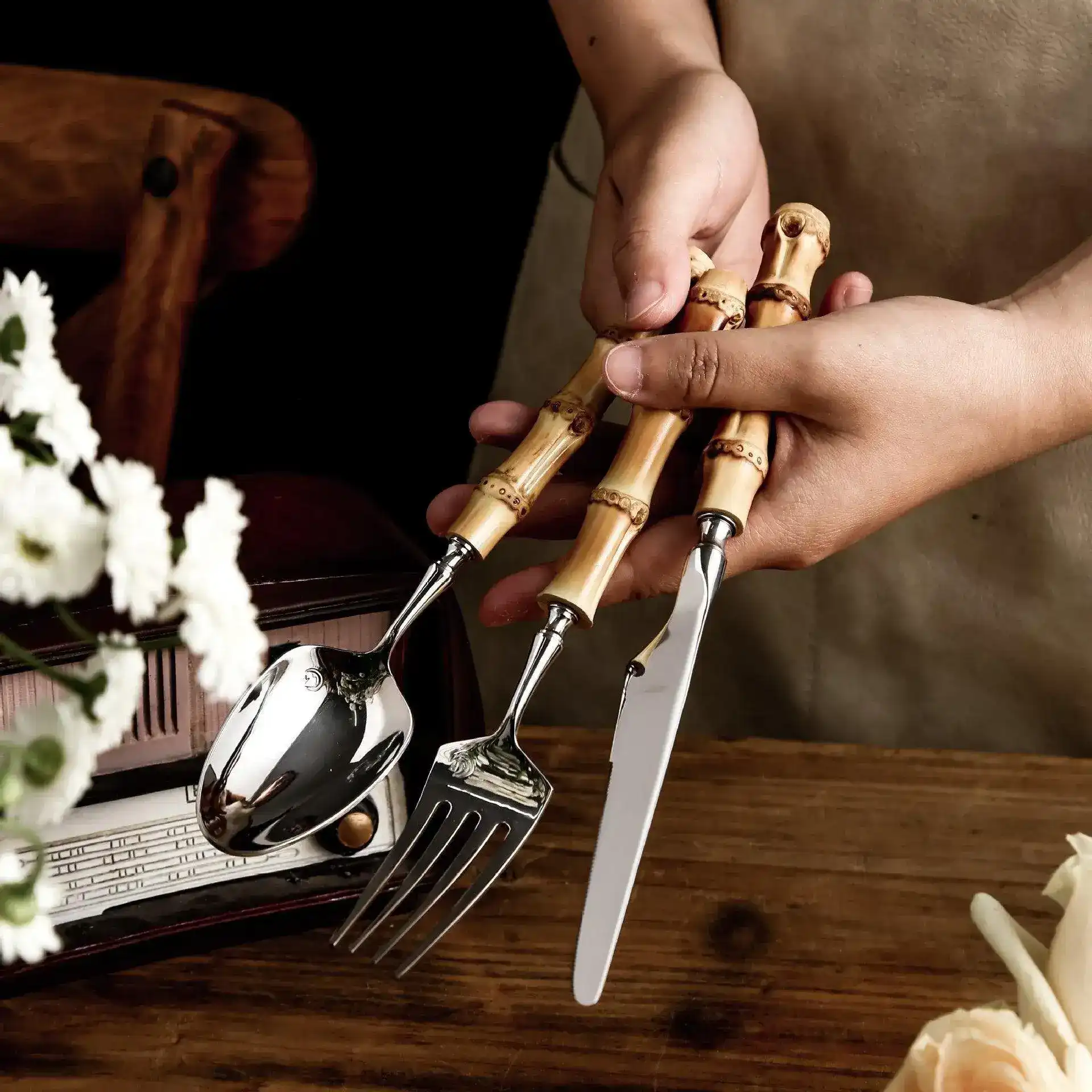 Bamboo Handle Flatware Cutlery - Image 3