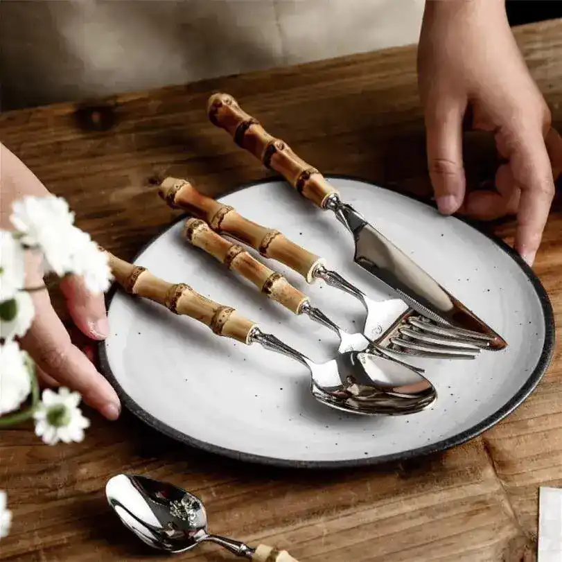 Bamboo Handle Flatware Cutlery - Image 4