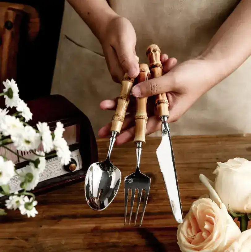 Bamboo Handle Flatware Cutlery - Image 8