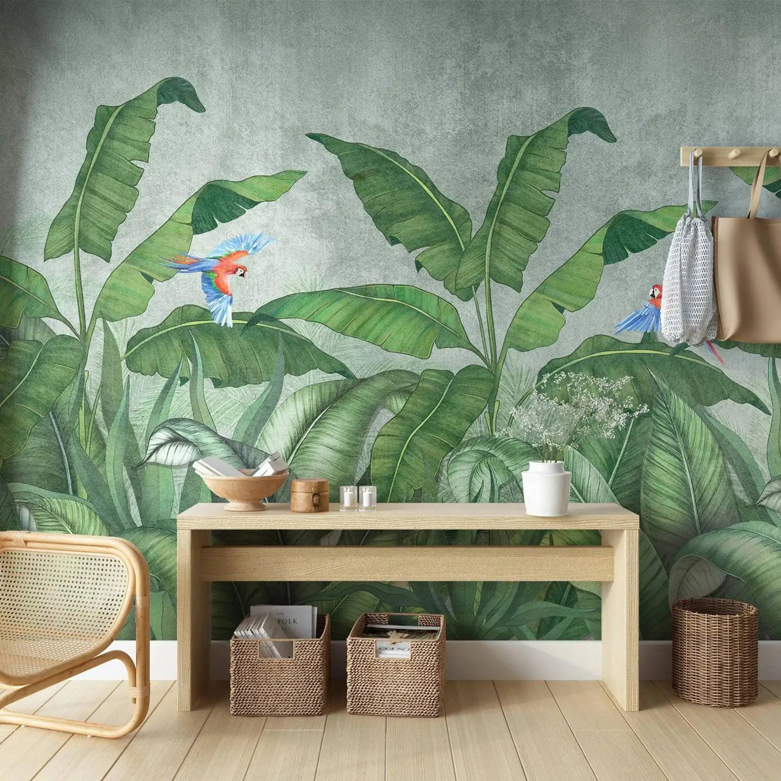 Banana Leaf Parrot Mural - Image 2