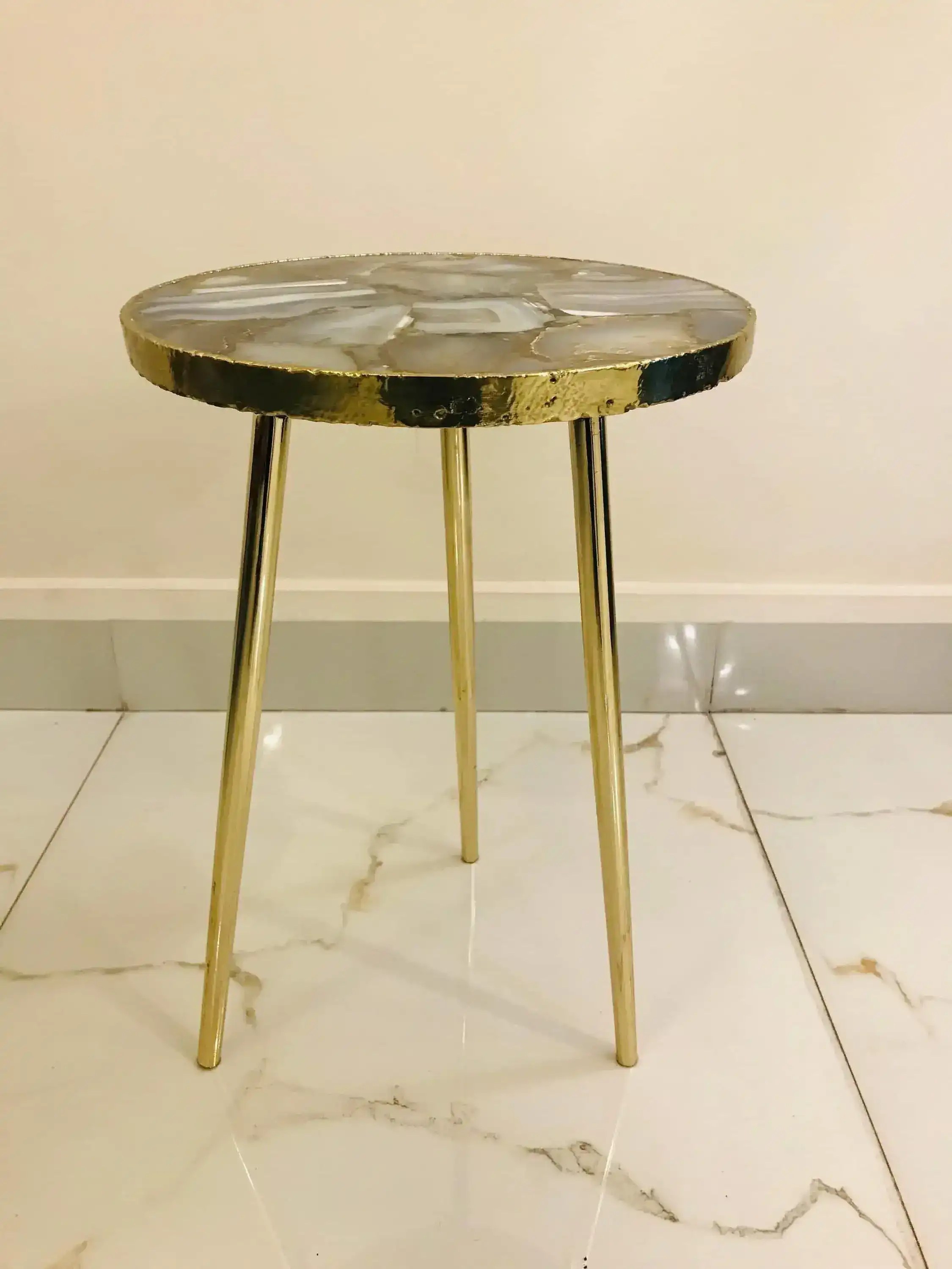 Banded Agate Round Edge Accent Table - Image 5