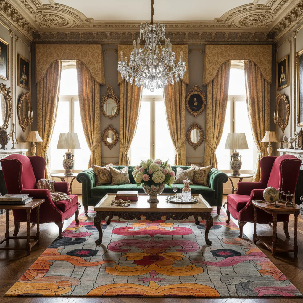 Baroque Fire Bloom Hand Tufted Rug - Image 2