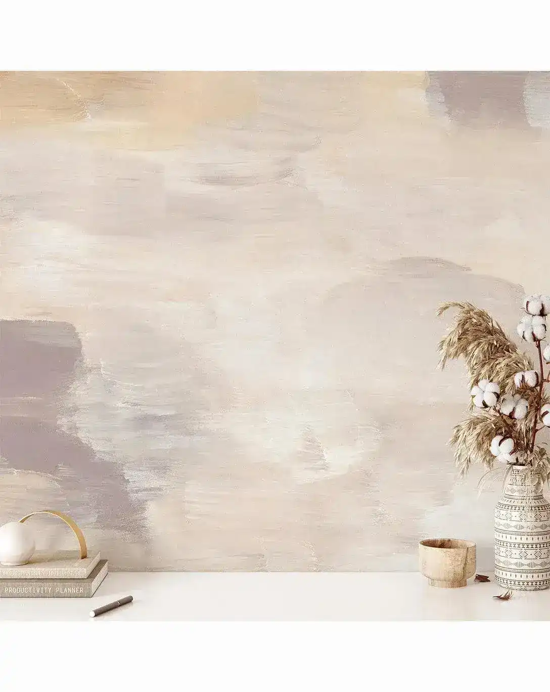 Beige Acrylic Brush Strokes Self Adhesive Decal Wall Mural - Image 2