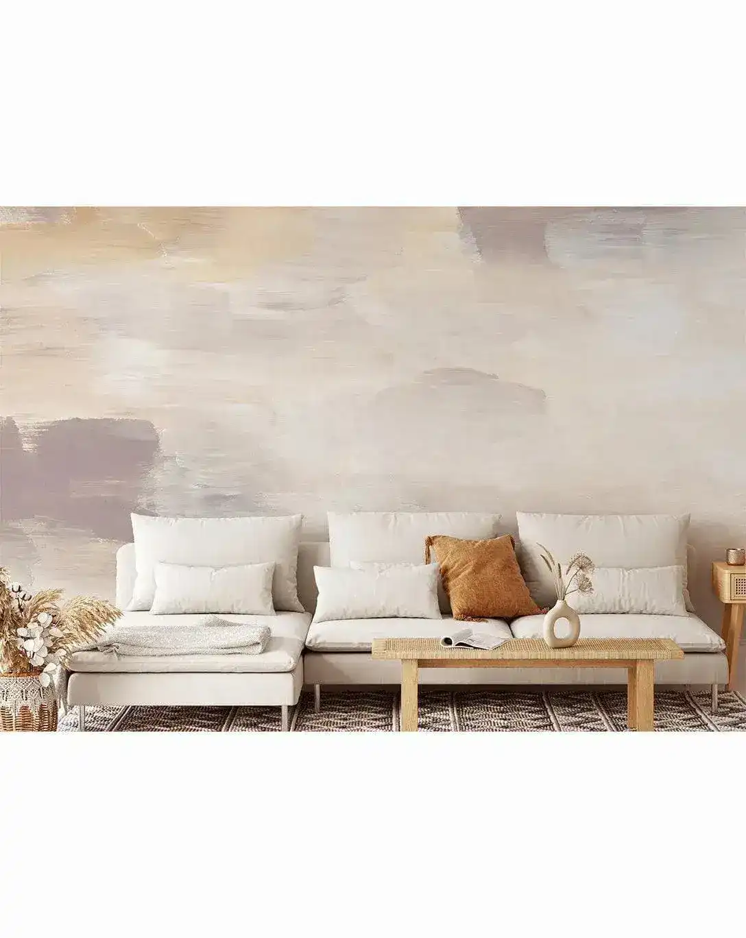 Beige Acrylic Brush Strokes Self Adhesive Decal Wall Mural - Image 3