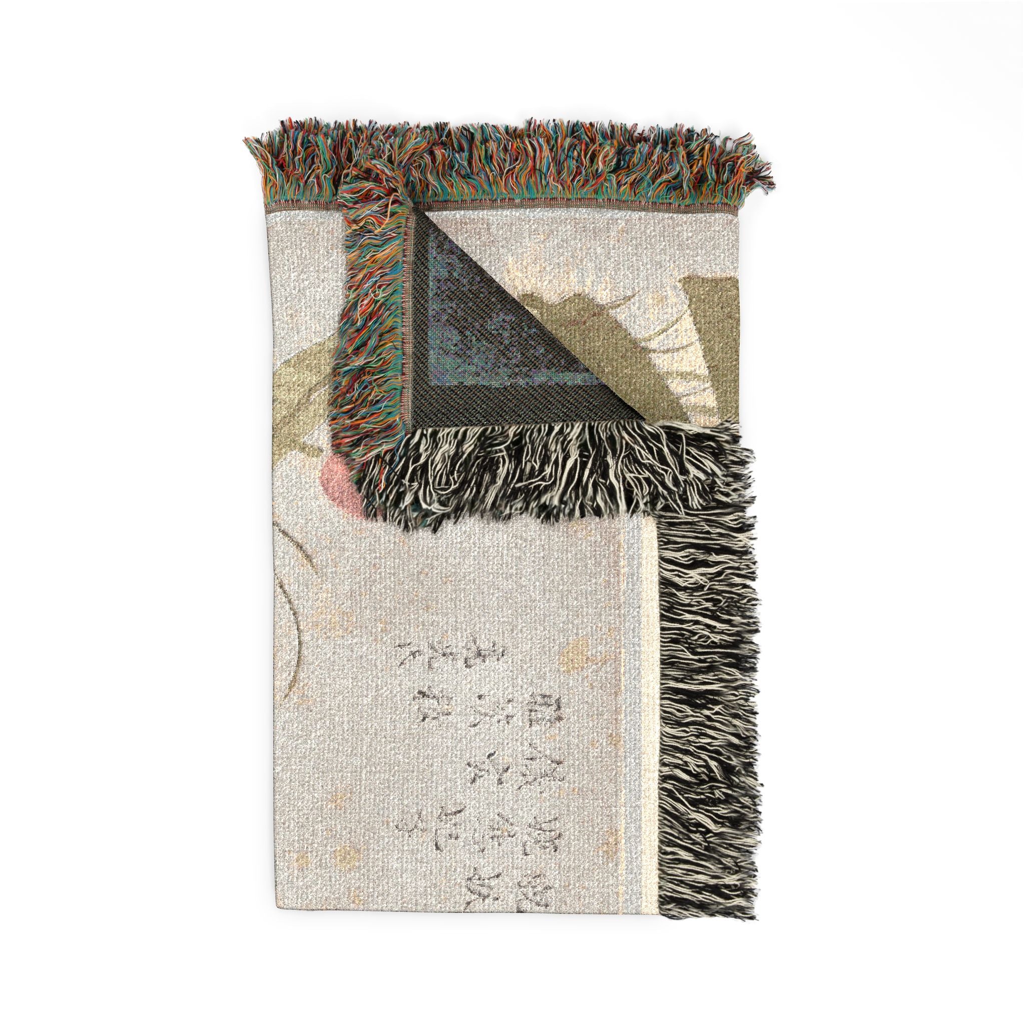 Bird on Lotus Woven Throw Blanket - Image 4