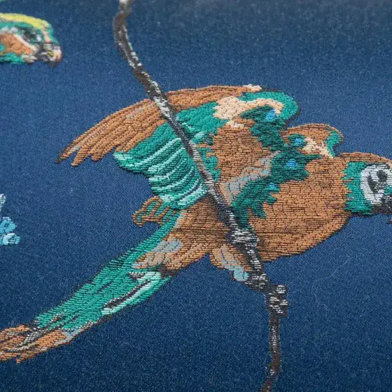 Birds and Wilderness Blue Jacquard Pillow Cover - Image 5