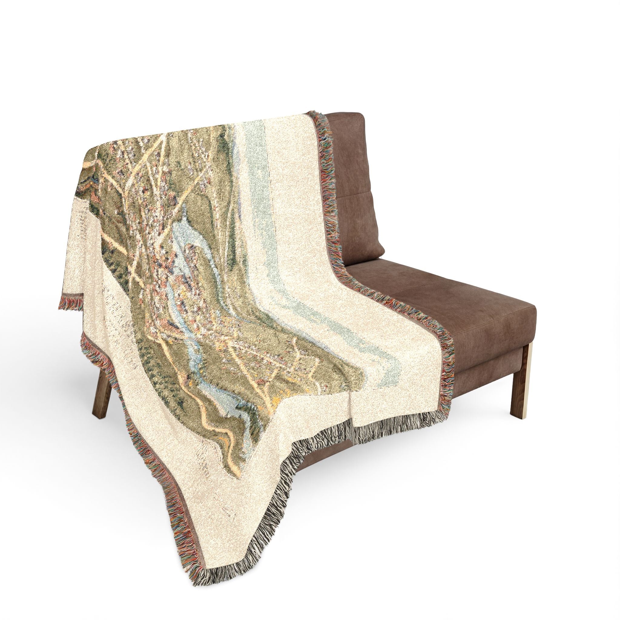 Bird's eye view of Mechanic Falls, Maine, 1878 : looking east Woven Throw Blanket - Image 5