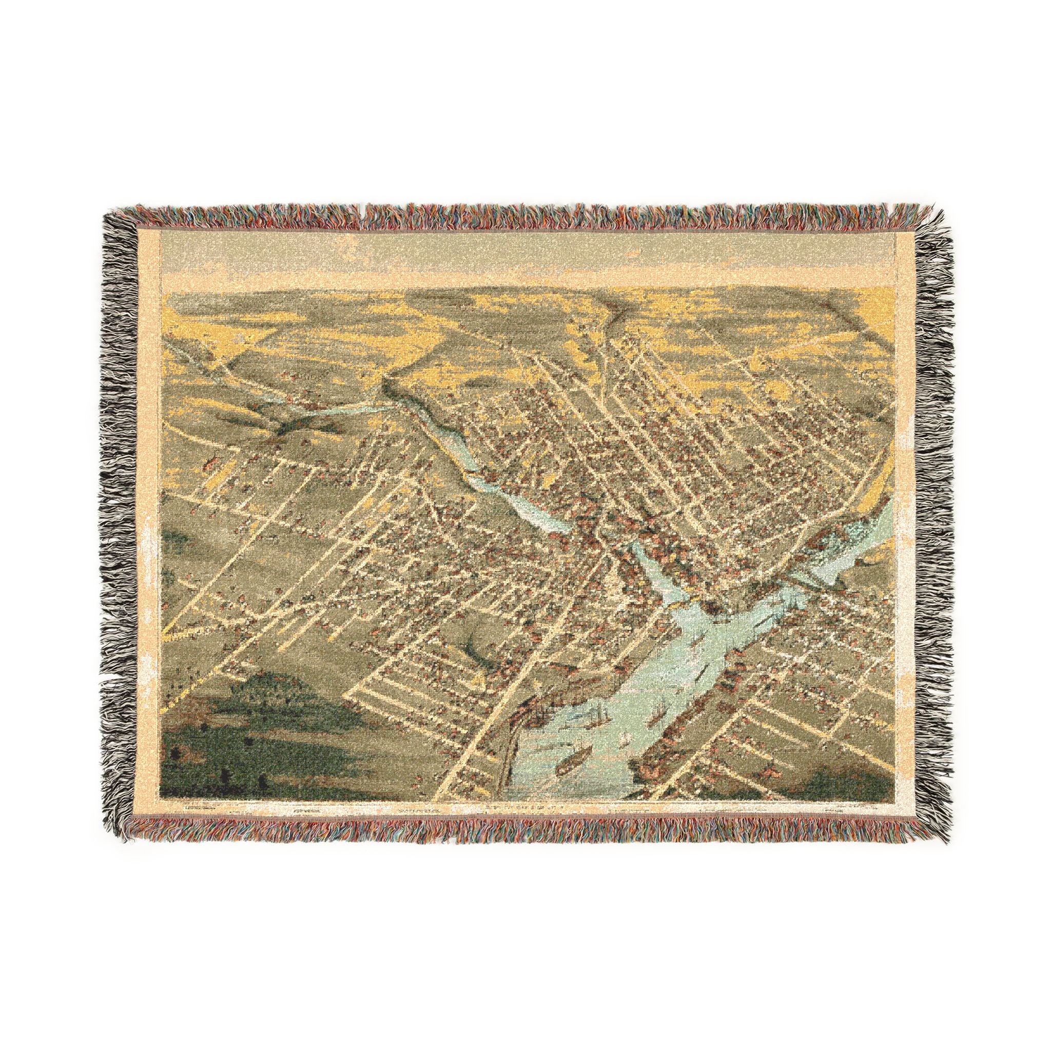 Bird's eye view of the City of Bangor, Penobscot County, Maine, 1875 Woven Throw Blanket - Image 8