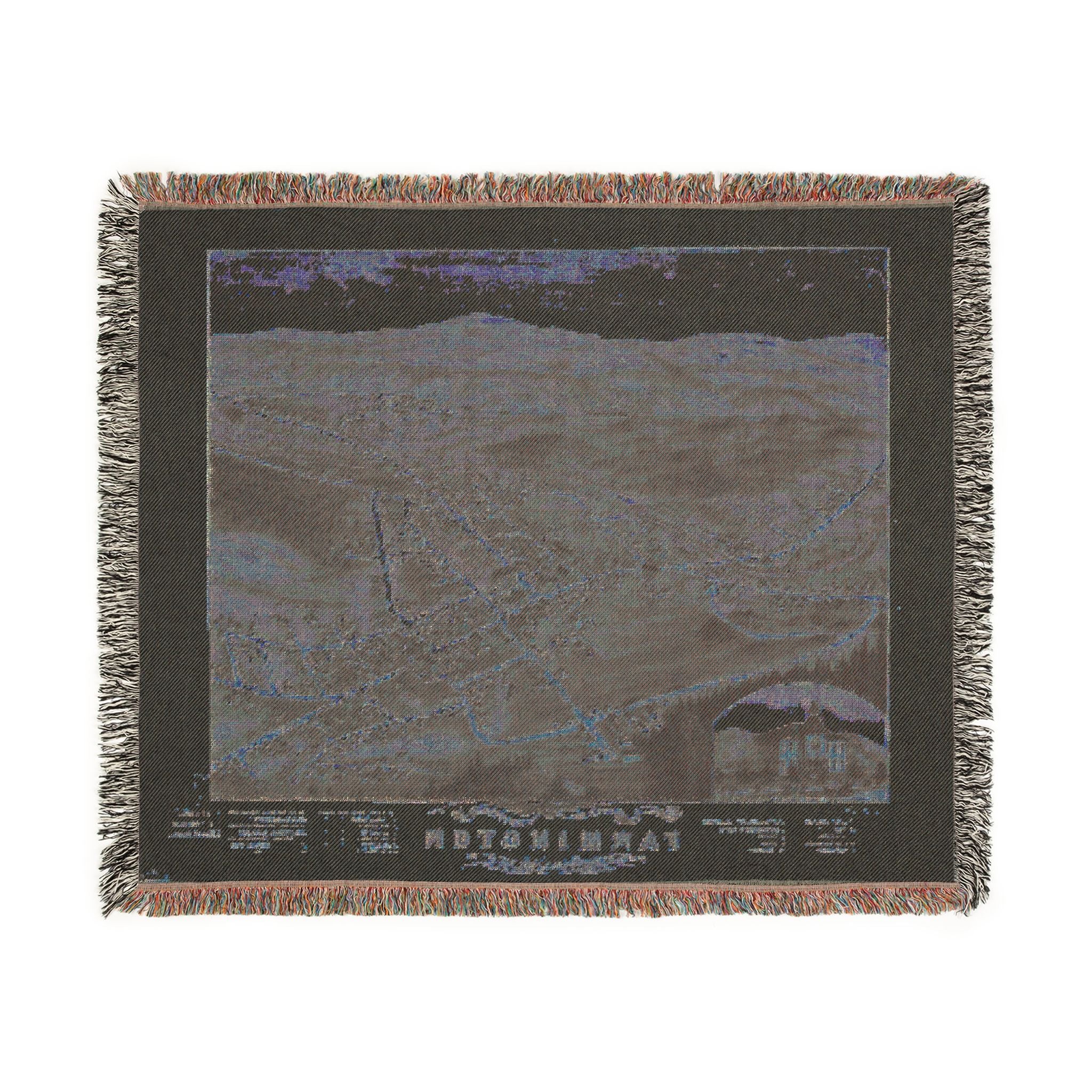 Bird's eye view of the village of Farmington, Stafford County, New Hampshire 1877 Woven Throw Blanket - Image 3