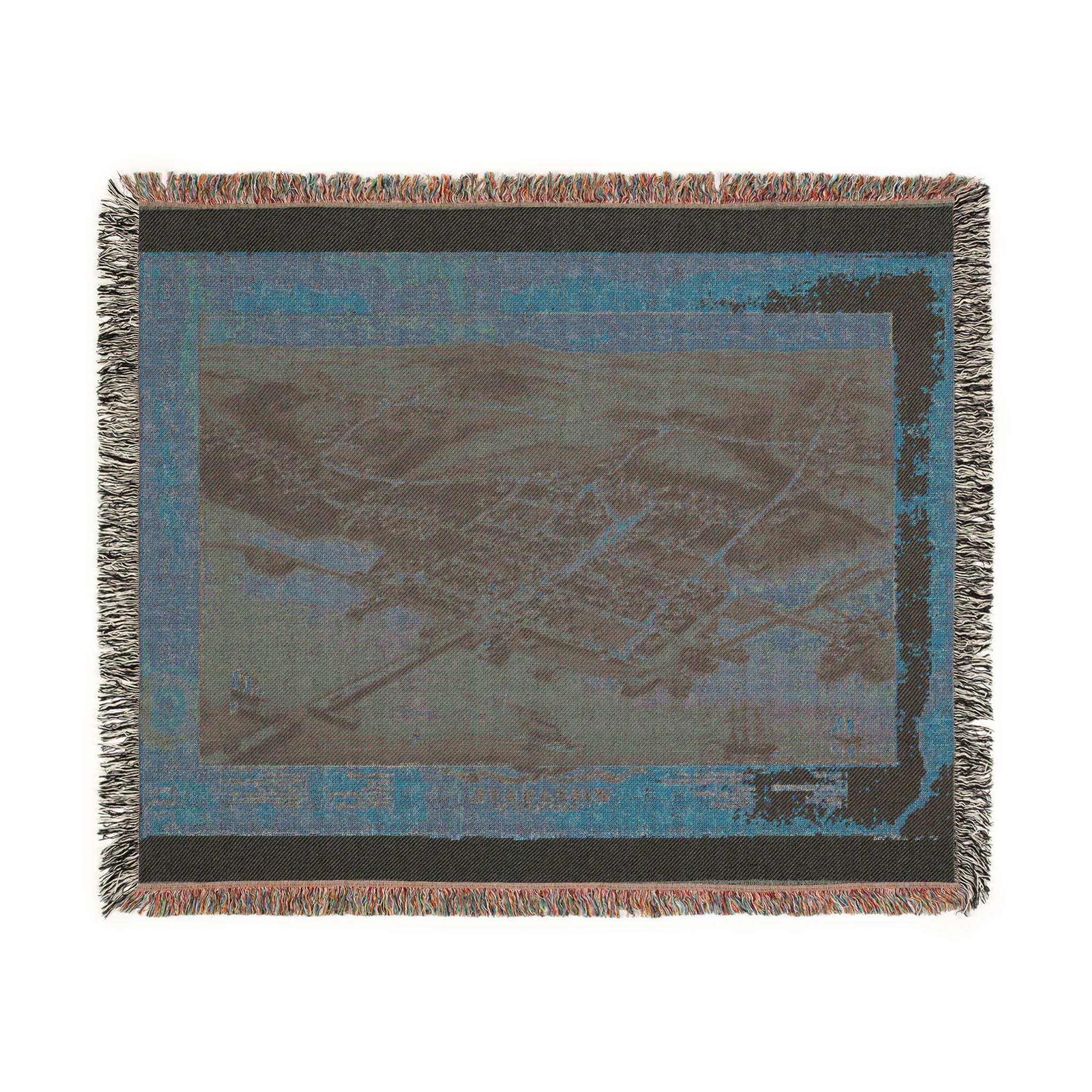 Birds eye view of the village of Wiscasset, Lincoln Co., Maine, 1878 Woven Throw Blanket - Image 3