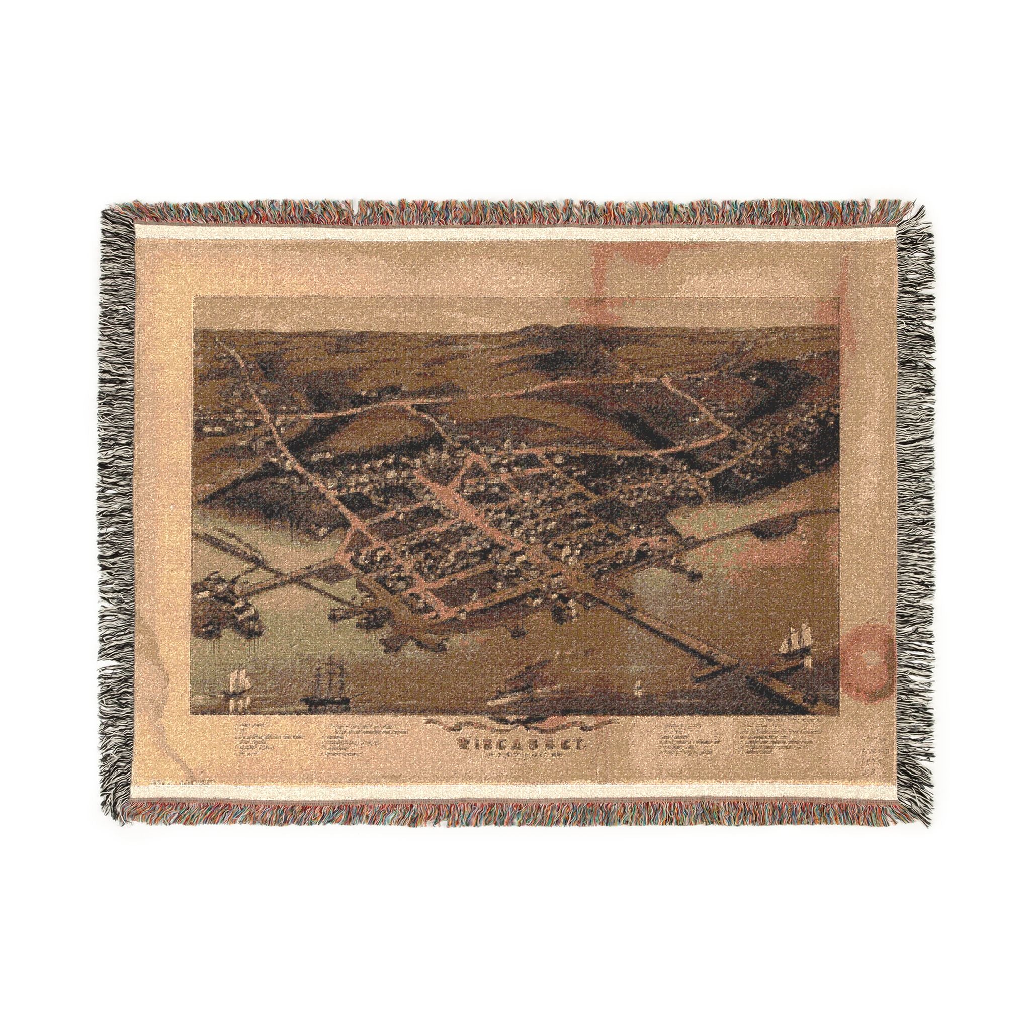 Birds eye view of the village of Wiscasset, Lincoln Co., Maine, 1878 Woven Throw Blanket - Image 6