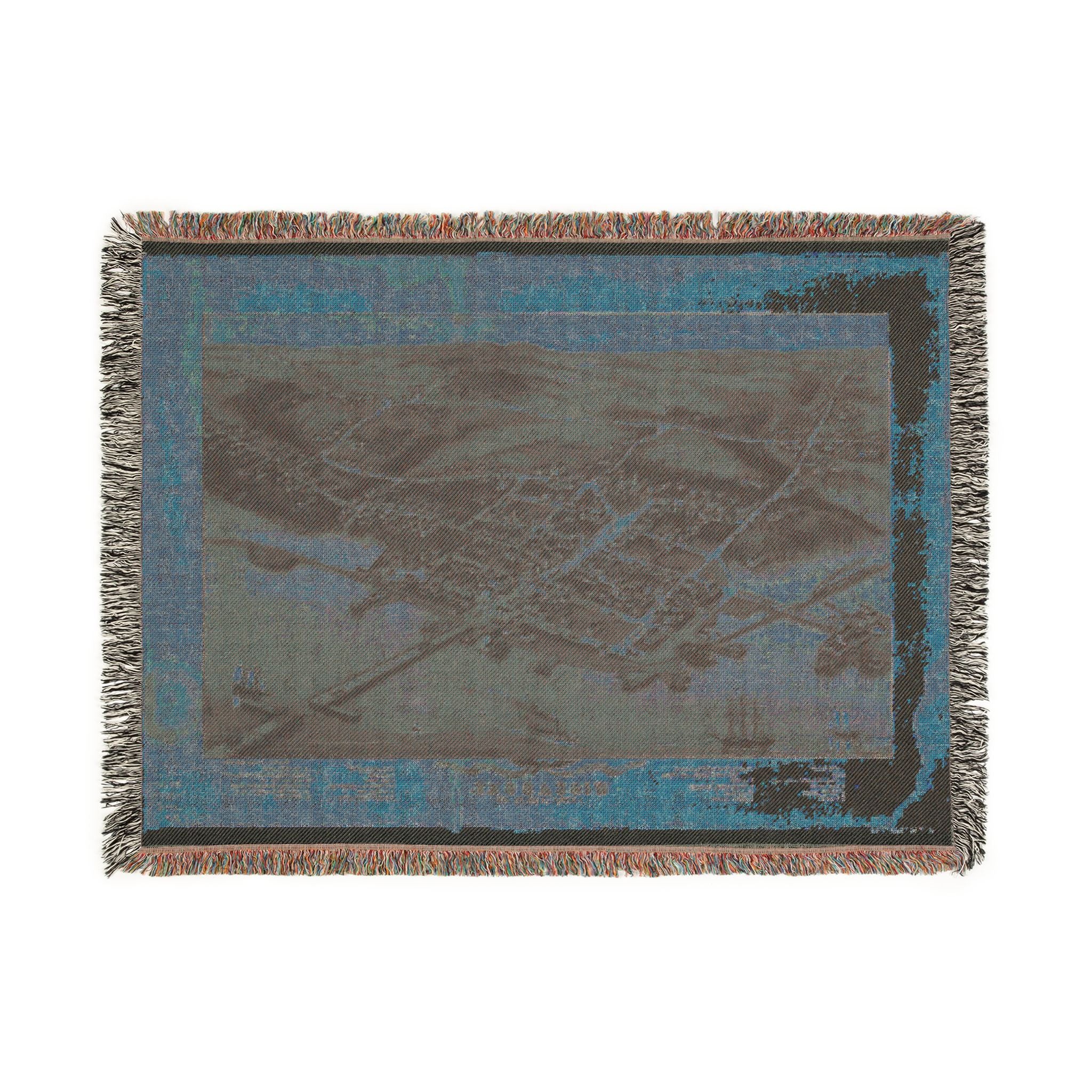 Birds eye view of the village of Wiscasset, Lincoln Co., Maine, 1878 Woven Throw Blanket - Image 7