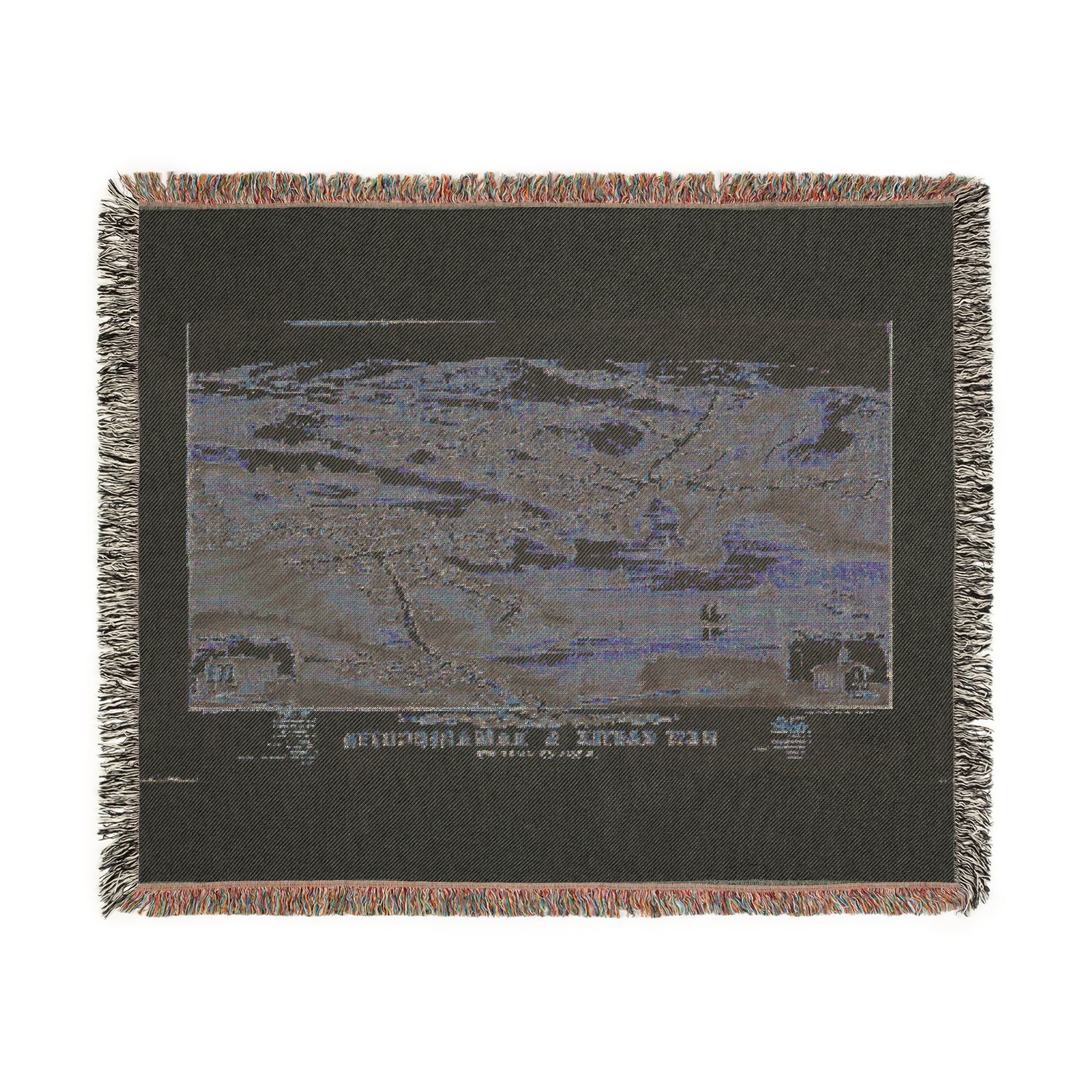 Birds eye view of the villages of New Castle & Damariscotta, Lincoln Co., Maine, 1878 Woven Throw Blanket - Image 3