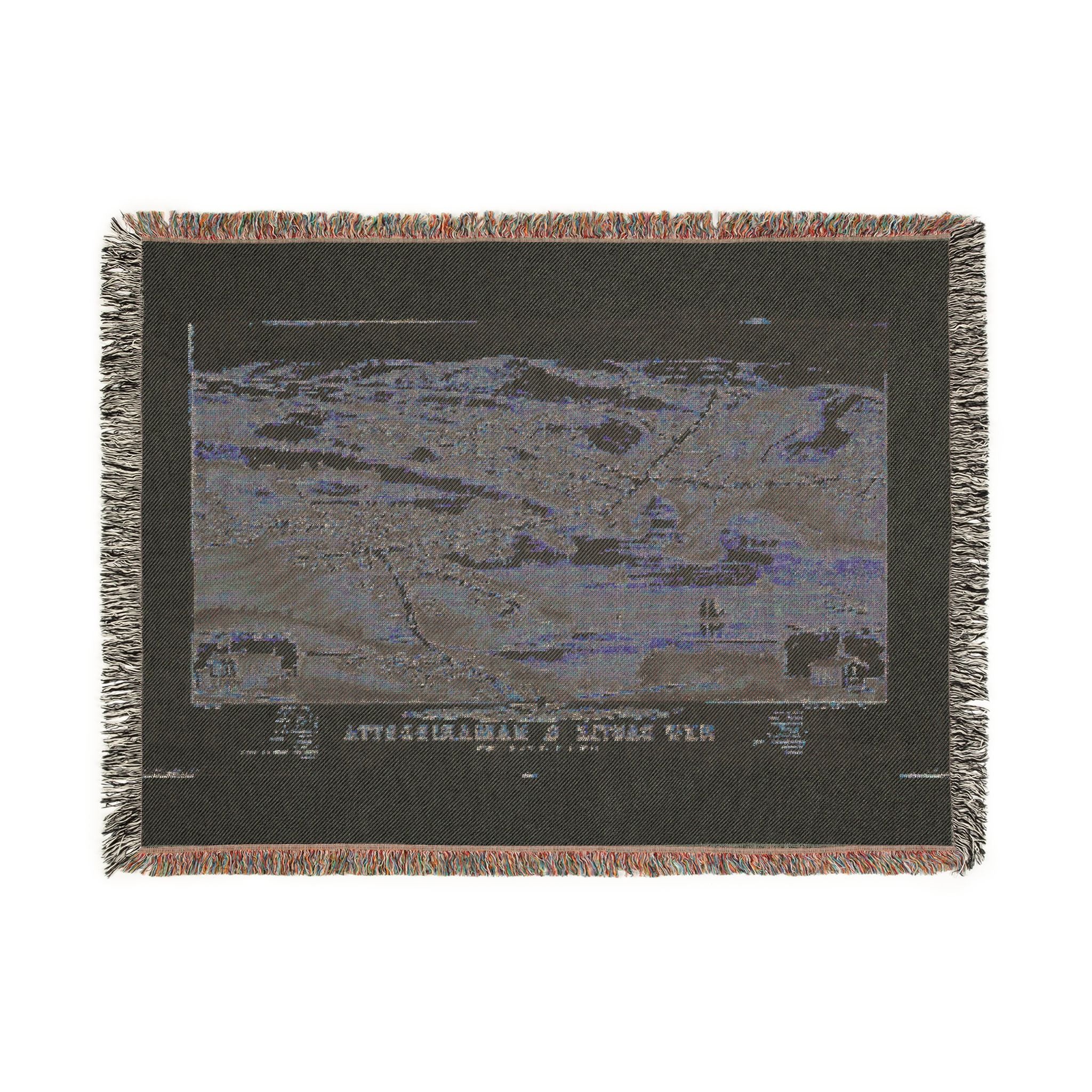 Birds eye view of the villages of New Castle & Damariscotta, Lincoln Co., Maine, 1878 Woven Throw Blanket - Image 7